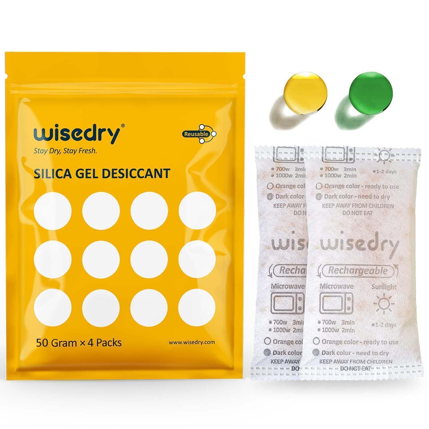 Silica Gel Trockenmittel 50g (4er Pack) Mit Orange Indikator, Lebensmittelecht