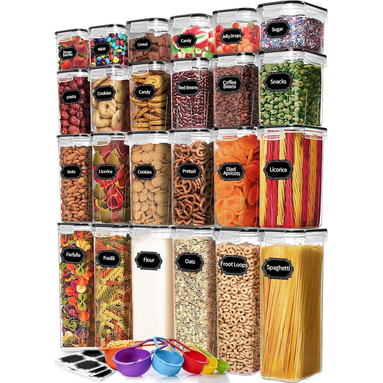 Vorratsdosen Set 24 Stück, Bpa-frei, Luftdicht, Stapelbar, Mit Etiketten