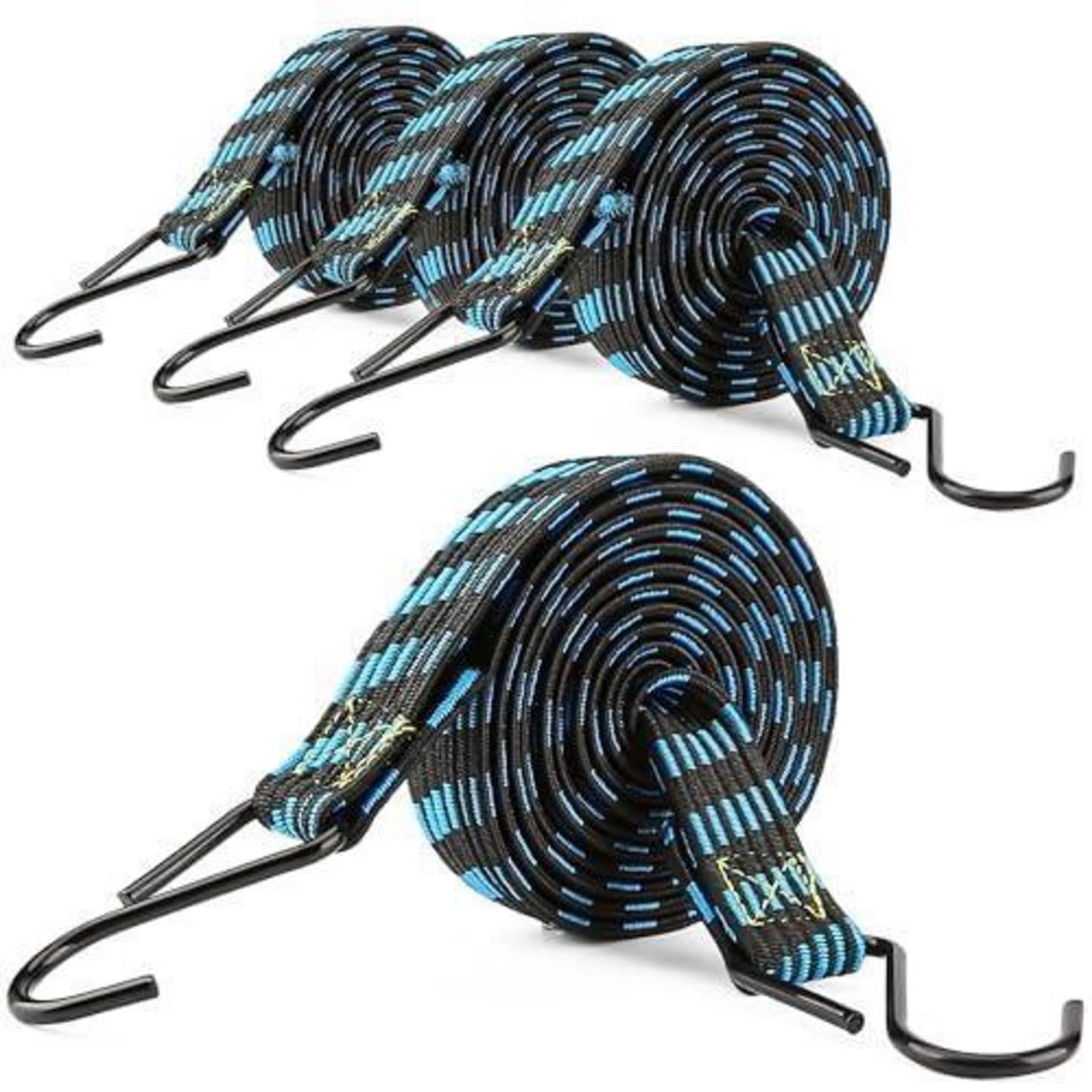 Spanngummi Mit Haken 200cm Flachband 4 Stück Blau