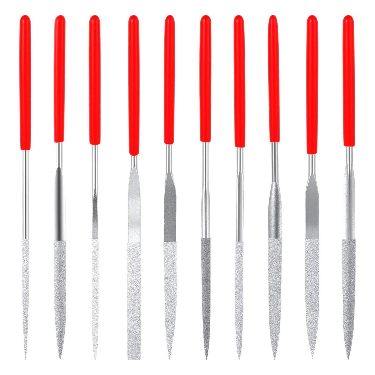 10er Set Mini Diamantfeilen 140mm Mit Silikongriff Für Metall, Holz, Glas