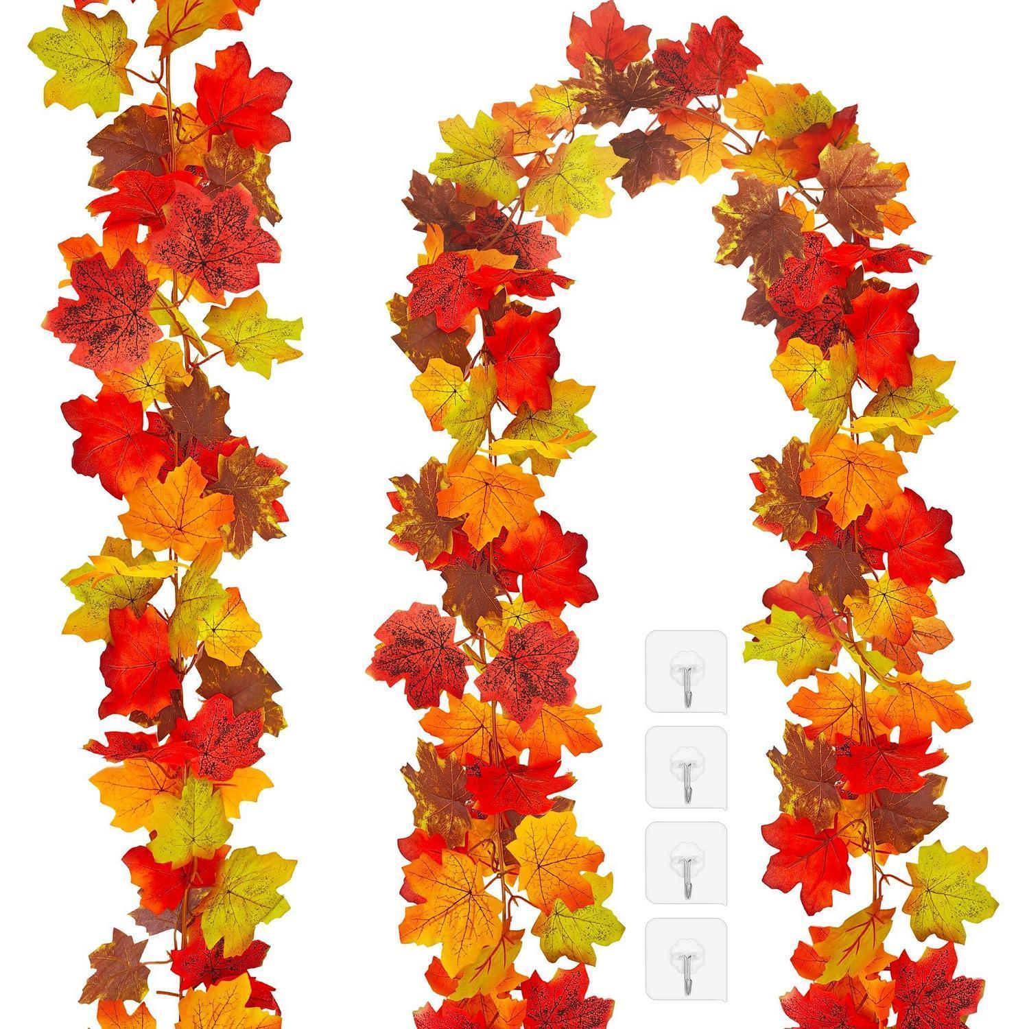 2x Künstliche Herbstgirlande 1.75m Mit Ahornblättern & Haken