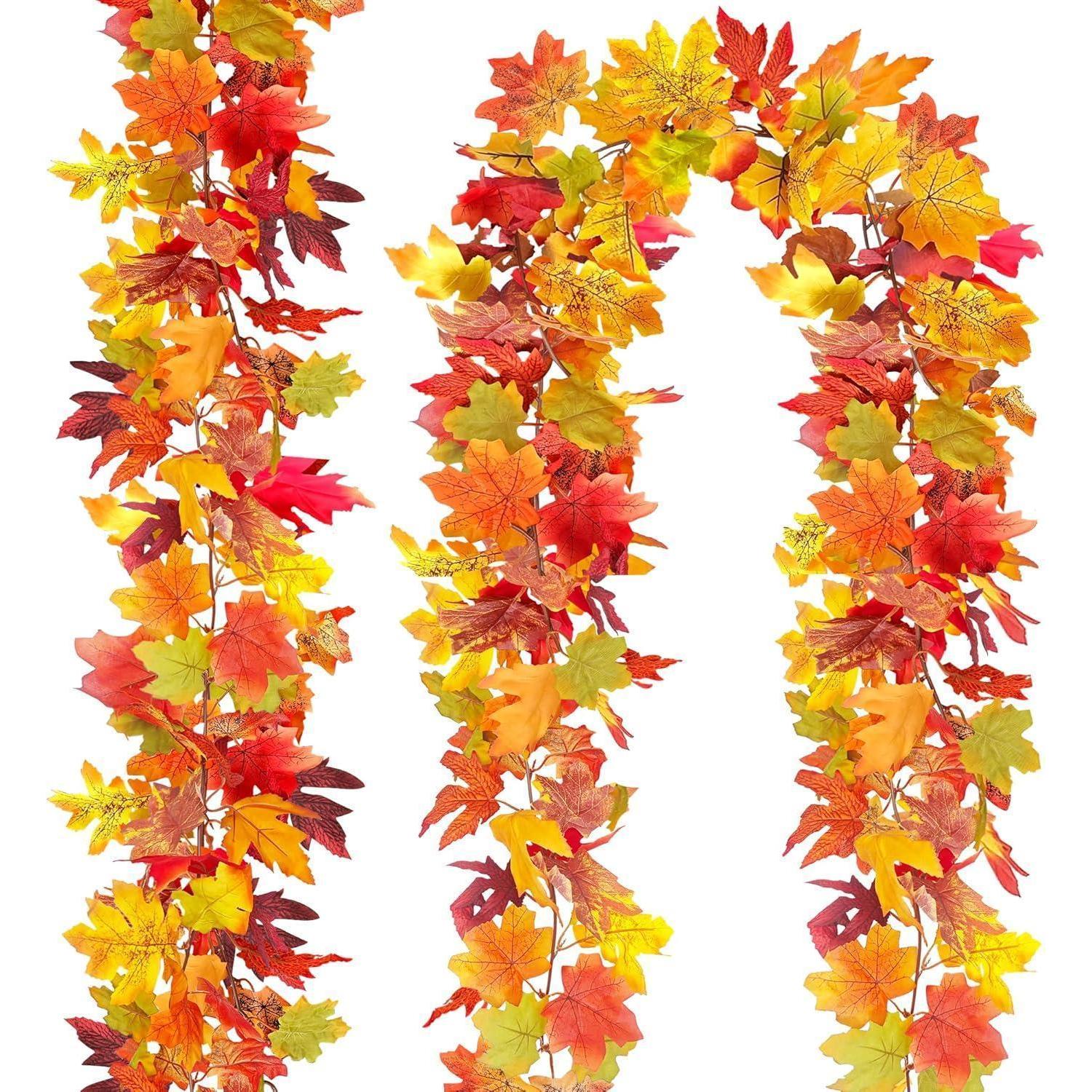 Künstliche Herbstgirlande Ahornblätter 1.74m 2 Stück Mit Haken Für Innen & Außen