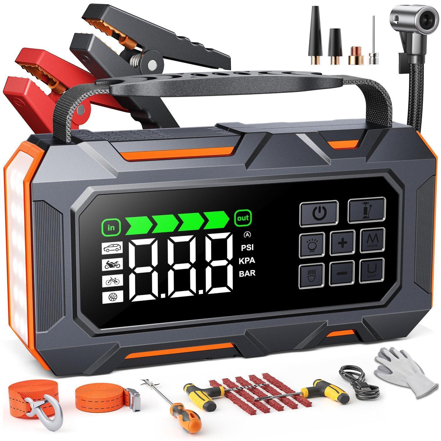 Starthilfe Powerbank 8000a Mit Kompressor 160psi, 26800mah, Notfall-kit
