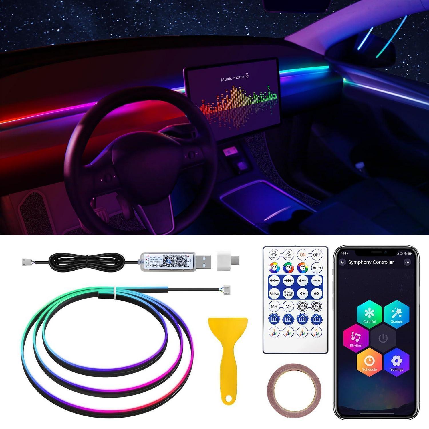 Tesla Innenraum Led Ambient Licht Mit App-steuerung Und Musikmodus