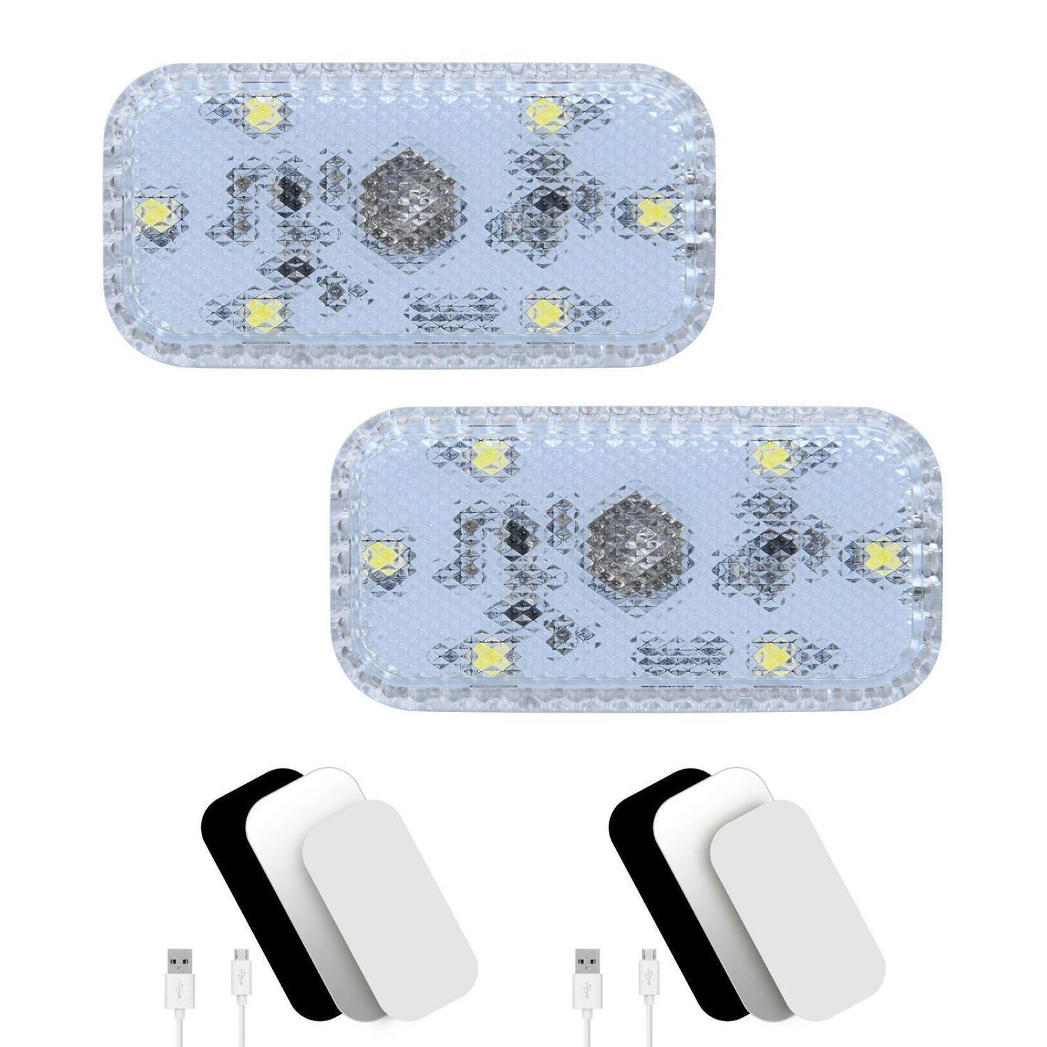 Auto Innenbeleuchtung 2er Set, Usb Wiederaufladbar, Touch Schalter, Weißes Licht