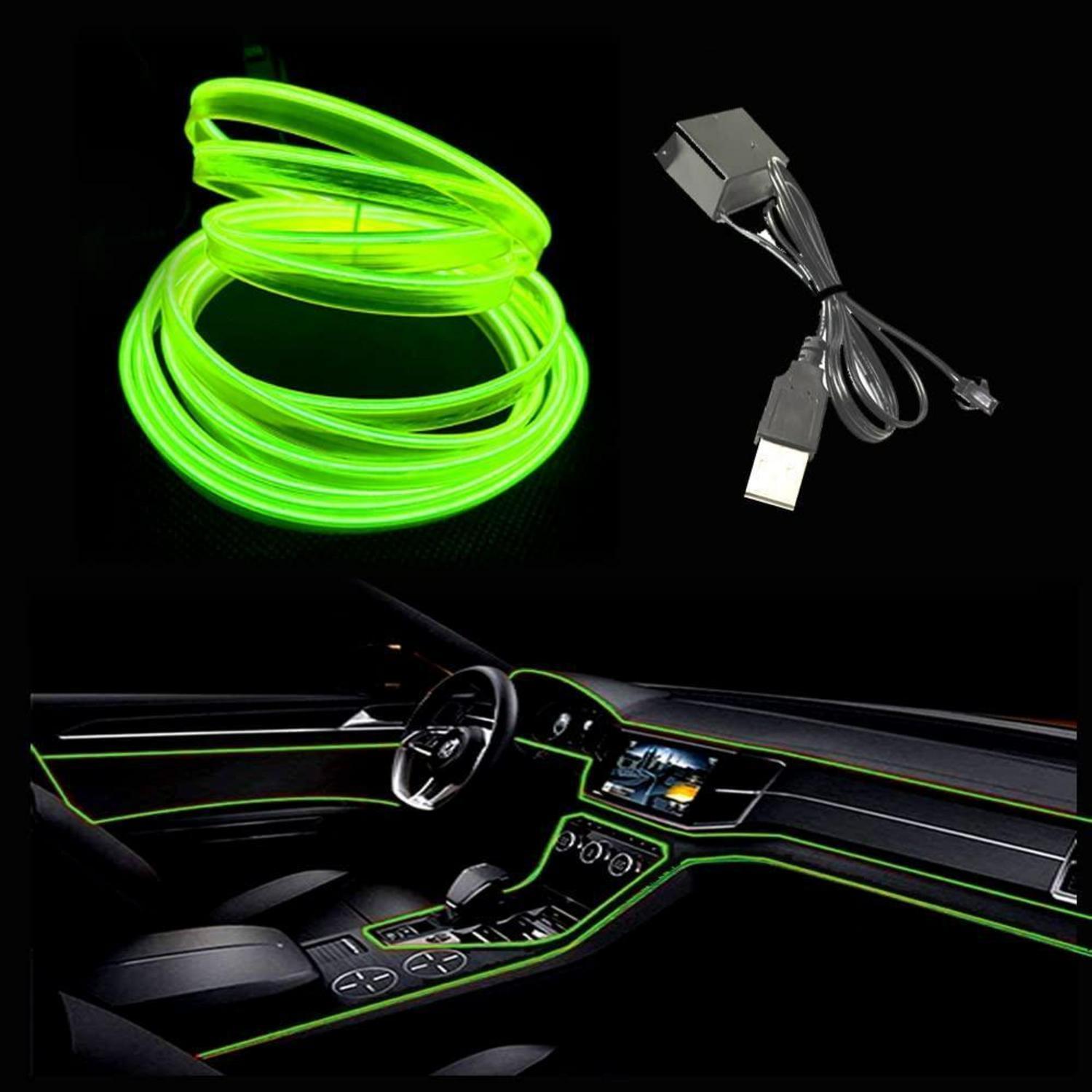 El-draht 10m Fluoreszierend Grün, Usb-anschluss, Flexible Neonröhre Für Auto-innenraum