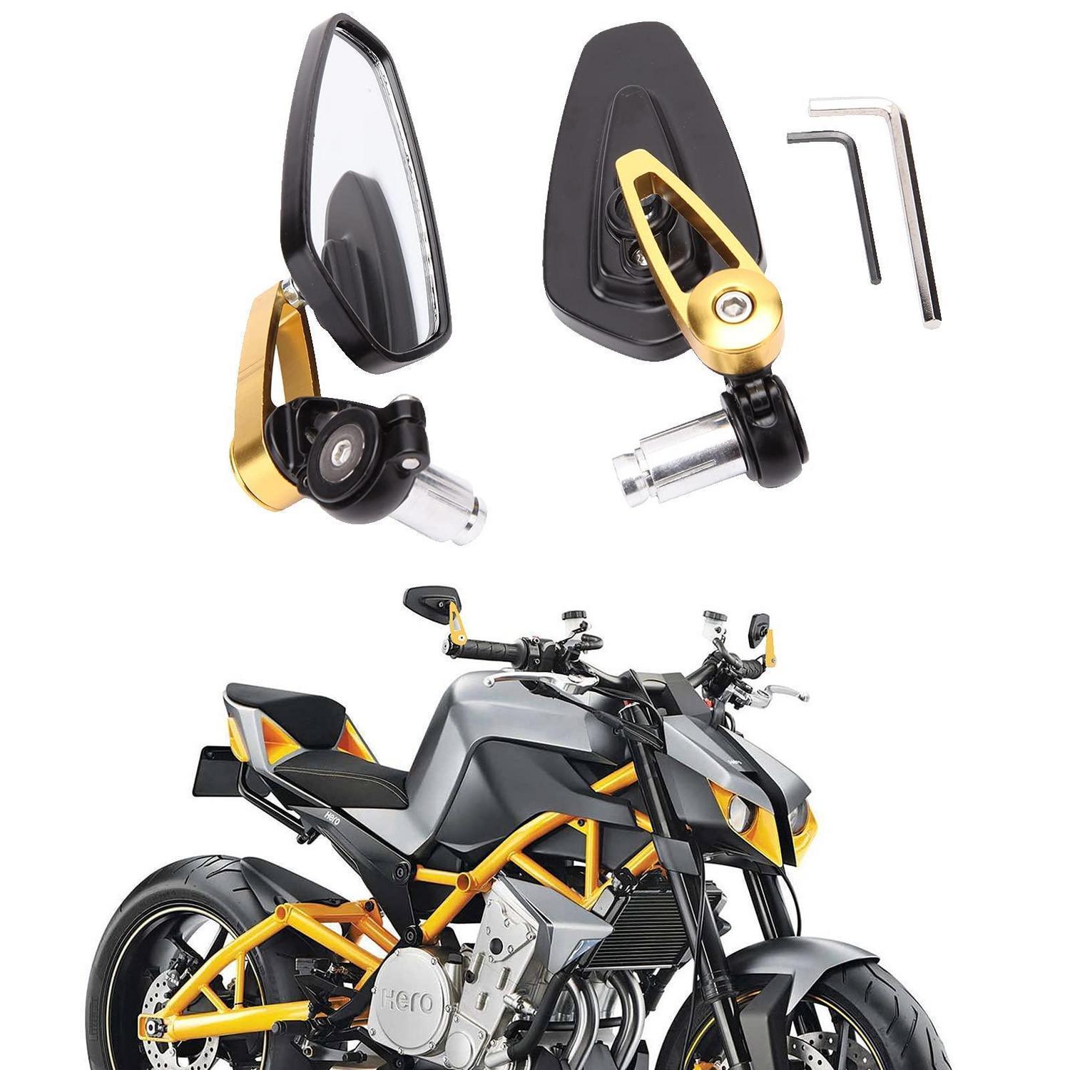 Motorrad Rückspiegel Paar 22mm Lenker Aluminium Gold Blendfrei