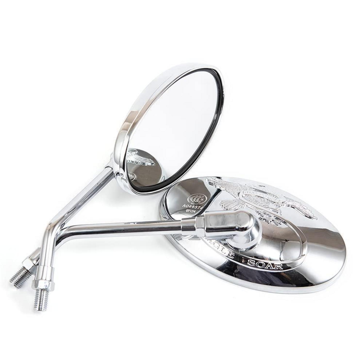 Motorradspiegel Oval Chrom 10mm Rückspiegel Für Chopper & Cruiser