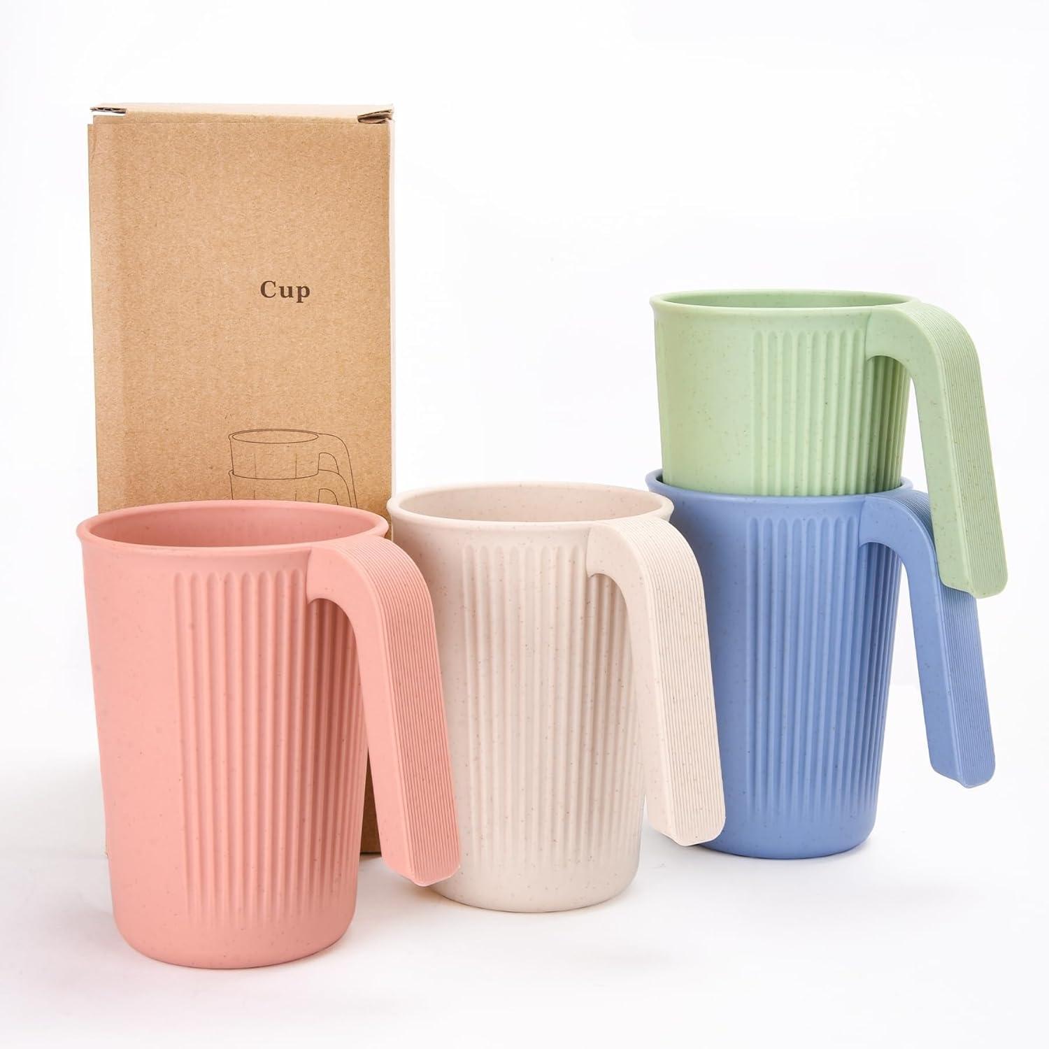 Bruchfeste Trinkbecher 4er Set 350ml Mit Griff, Bpa-frei, Spülmaschinenfest
