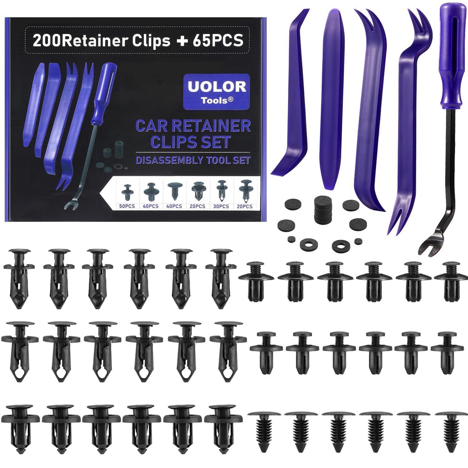 265tlg. Auto Clips Set Mit Demontagewerkzeug, 6 Größen Nylon Befestigungsclips