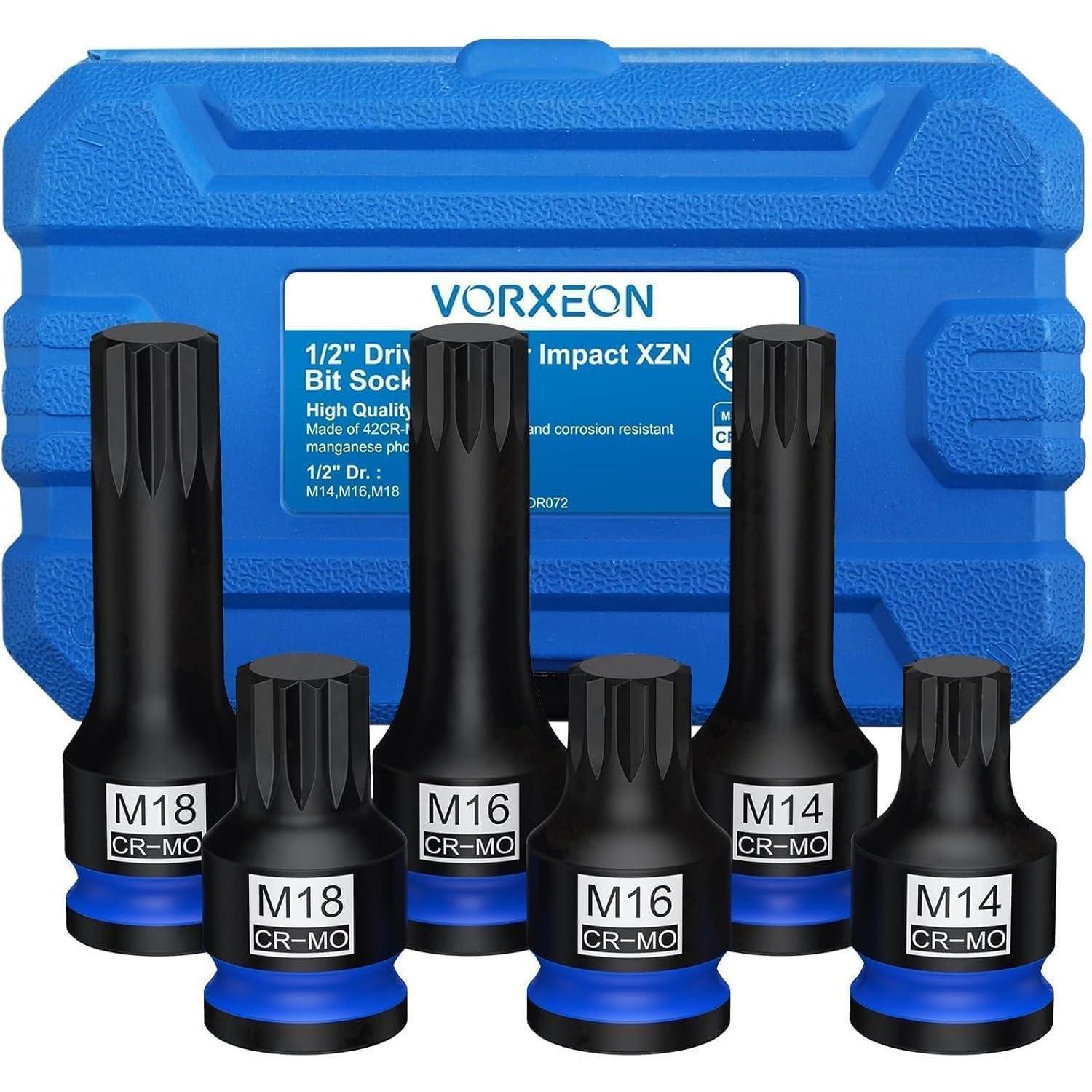 Xzn Vielzahn Nuss Satz 1/2" 6-teilig M14-m18 Kurz & Lang Mit Koffer