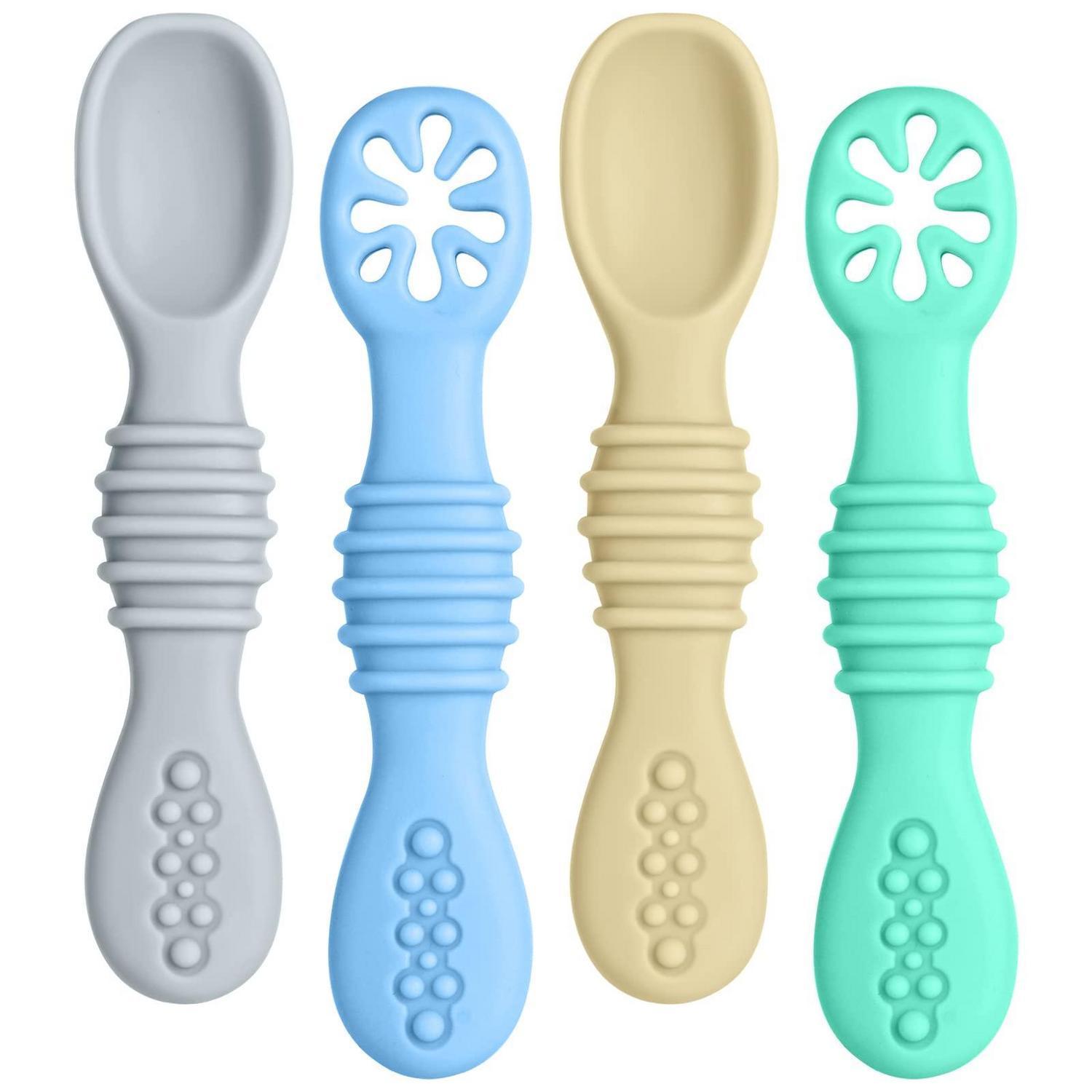 Baby Lernlöffel 4er Set, Weiches Silikon, Bpa-frei, Ab 4 Monate