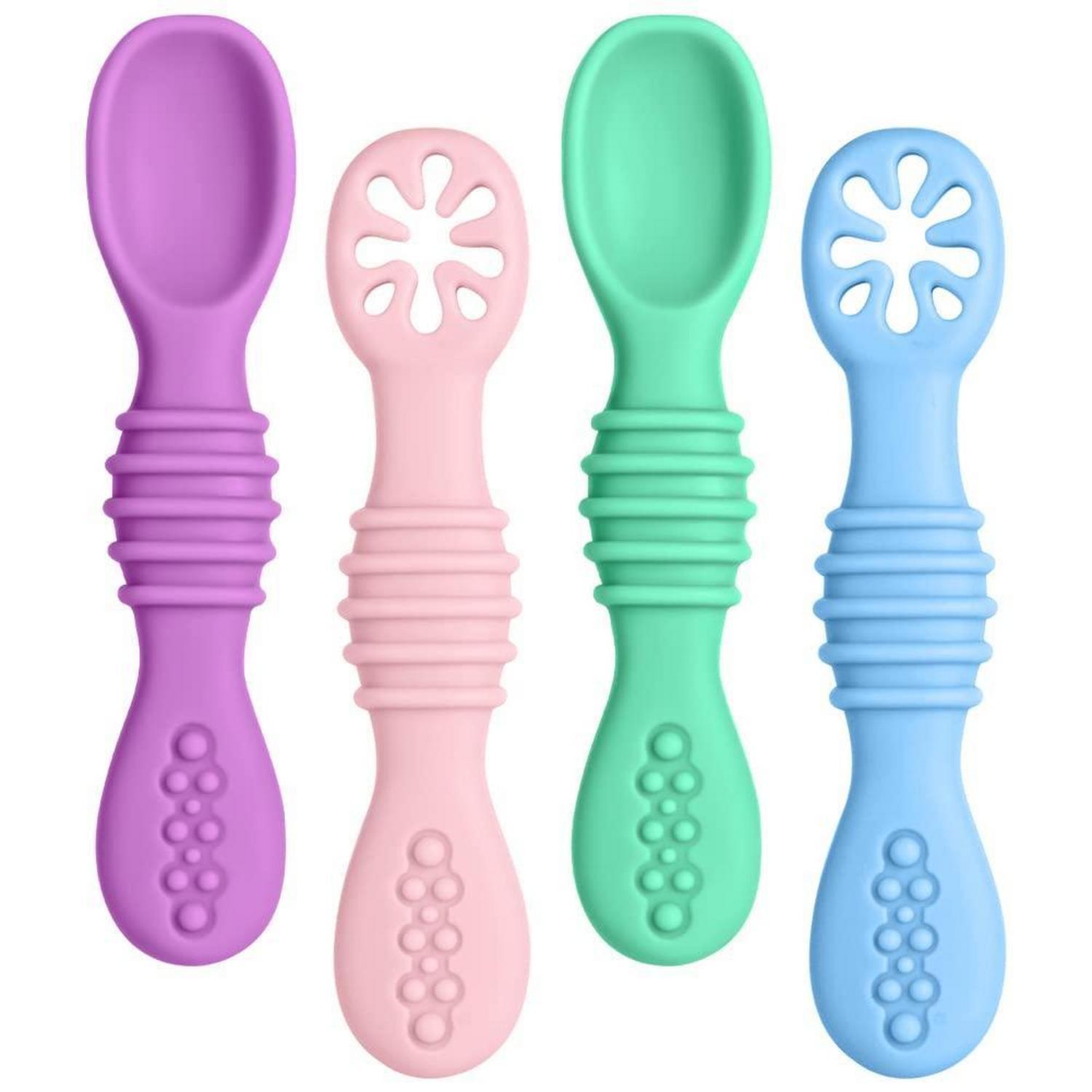 Baby Lernlöffel Silikon 4 Stück, Weich & Flexibel, Bpa-frei, Ab 4 Monate
