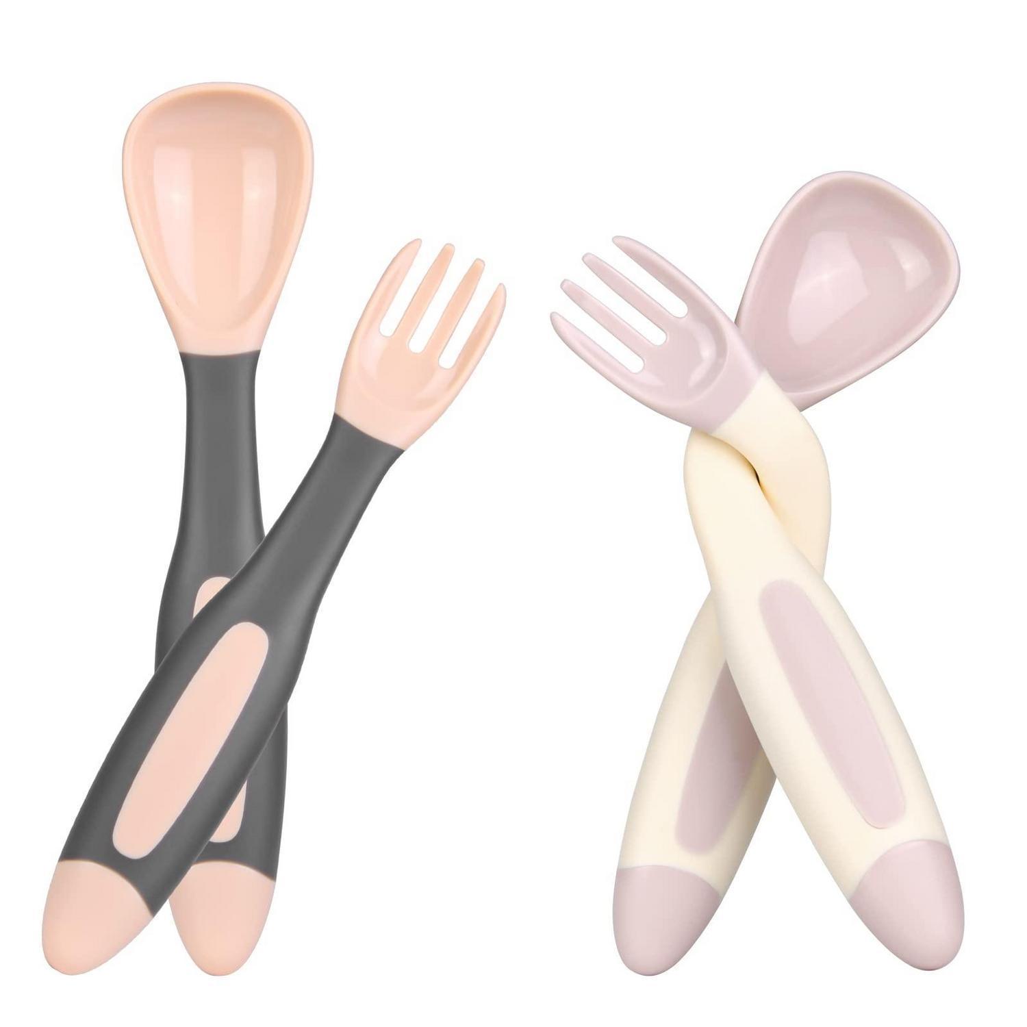 Baby Löffel Und Gabel Set, Flexibel, Bpa-frei, 2 Stück Rosa