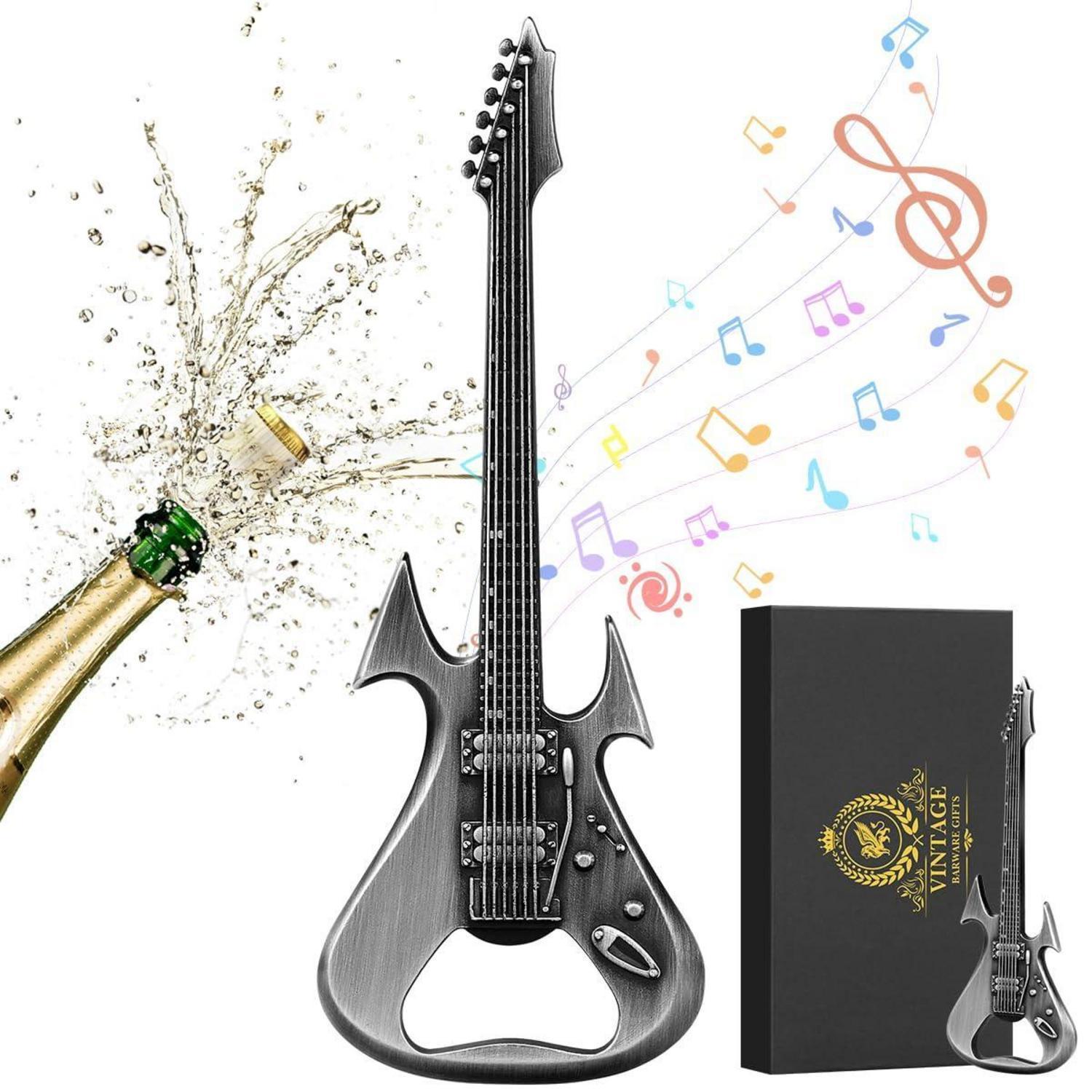 Flaschenöffner E-gitarre Mit Geschenkbox, Metall, Silber