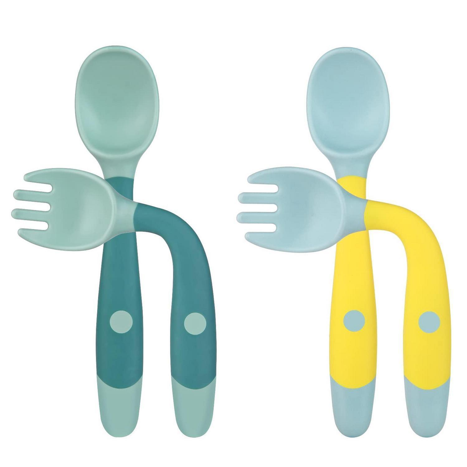 Baby Lernlöffel & Gabel Set, Bpa-frei, Flexibel, Für Babys Ab 6 Monaten