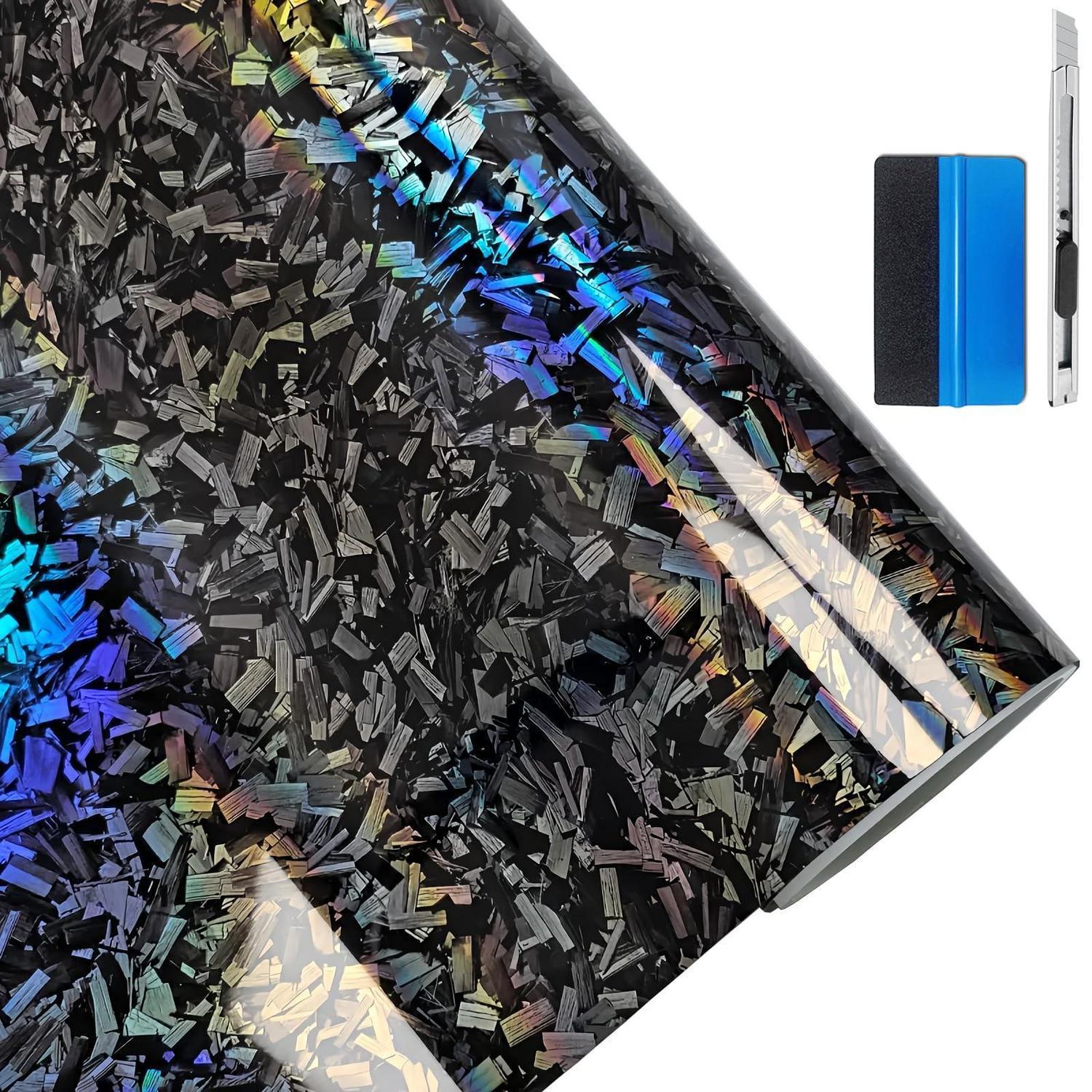 Vinyl-klebefolie Geschmiedete Kohlefaser Glänzend Chamäleon Blasenfrei 30x300cm