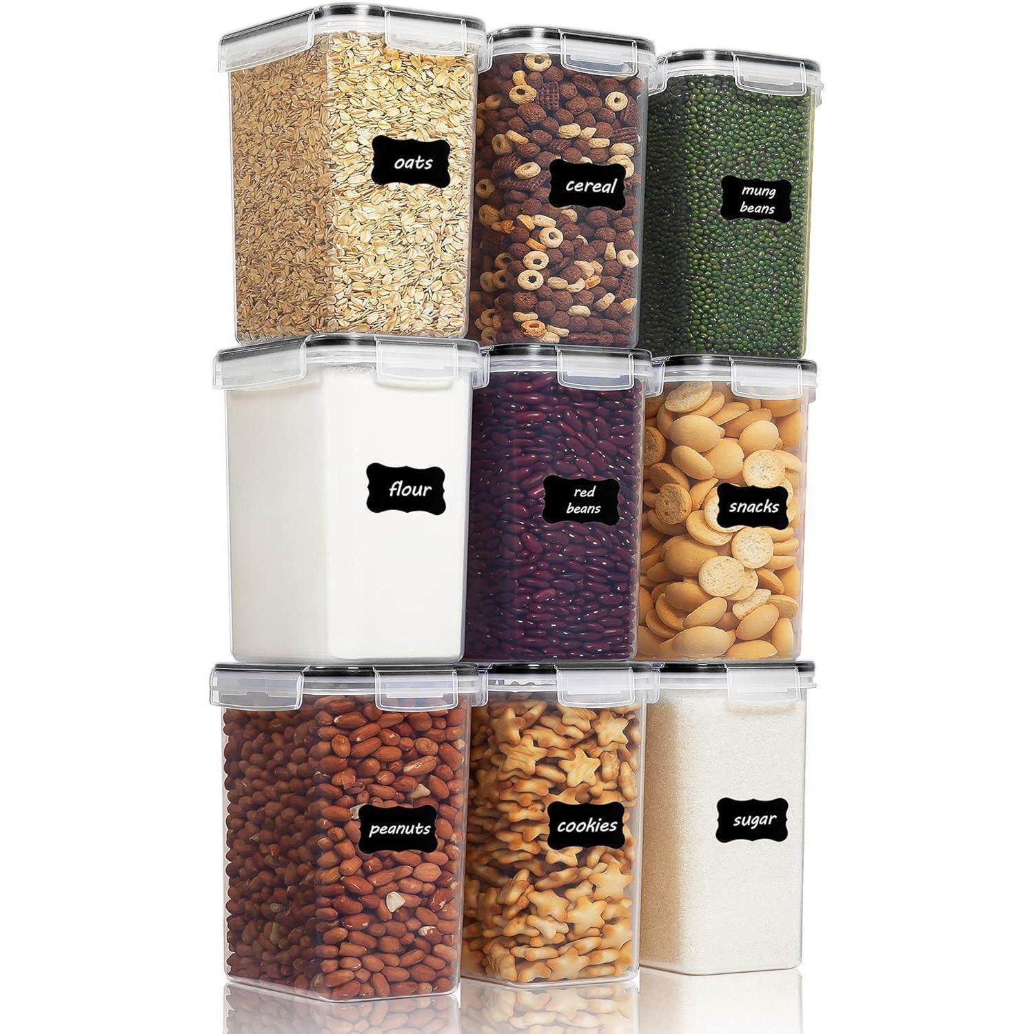 Vorratsdosen Set 9 Stück, 2l, Luftdicht, Bpa-frei, Stapelbar, Mit 24 Etiketten