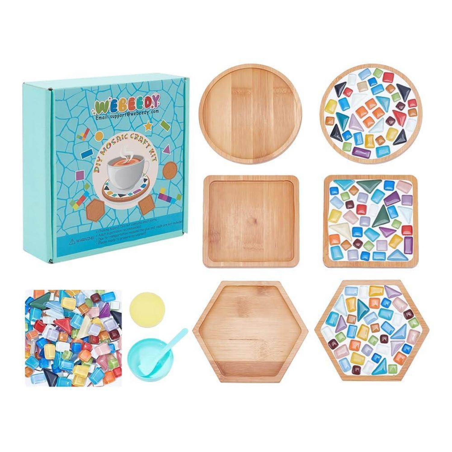 Diy Mosaik-untersetzer Set Für 3 Stück Mit Bambus-unterlagen