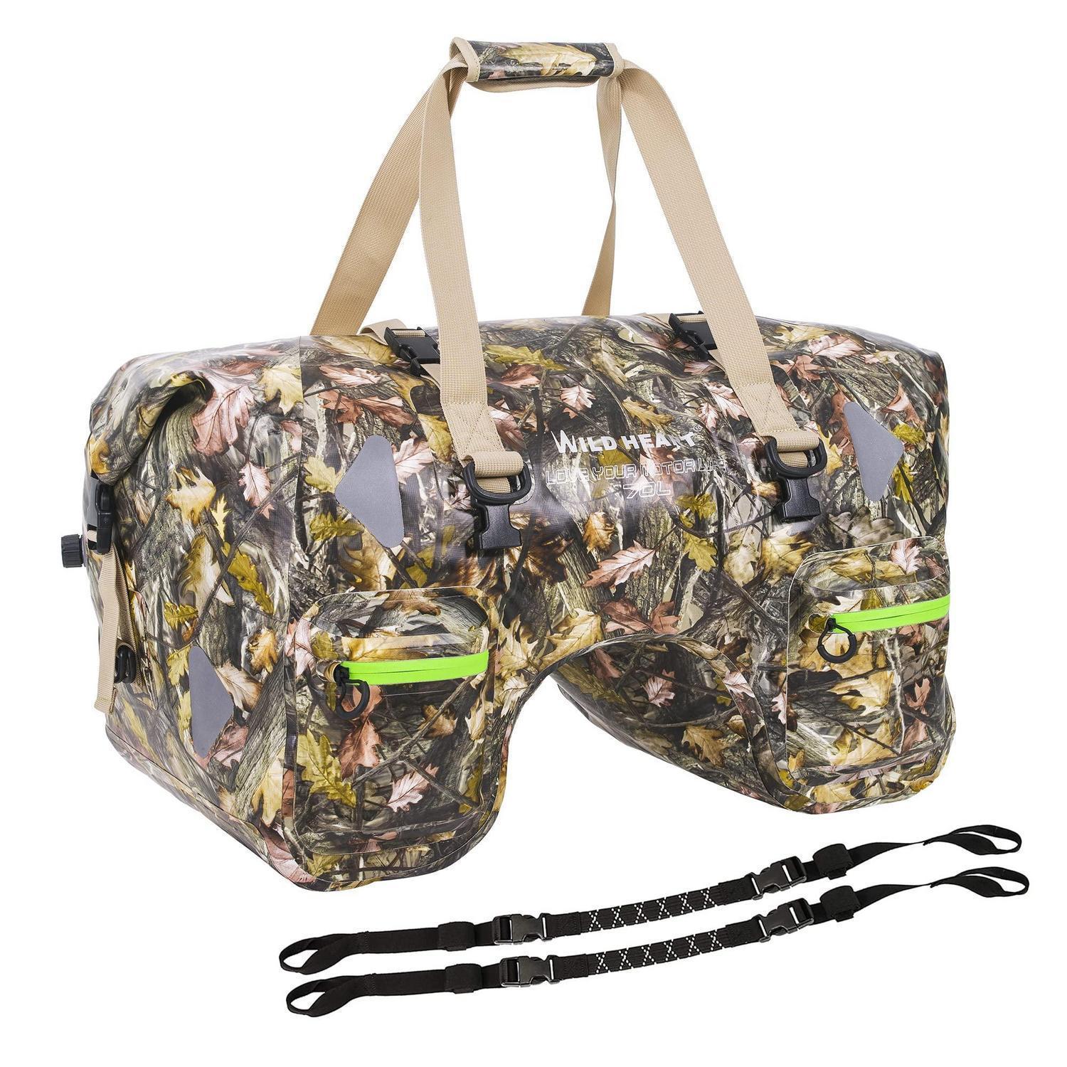 Motorrad Hecktasche 70l Wasserdicht Mit Seilriemen Und Innentasche, Herbstlaubmuster
