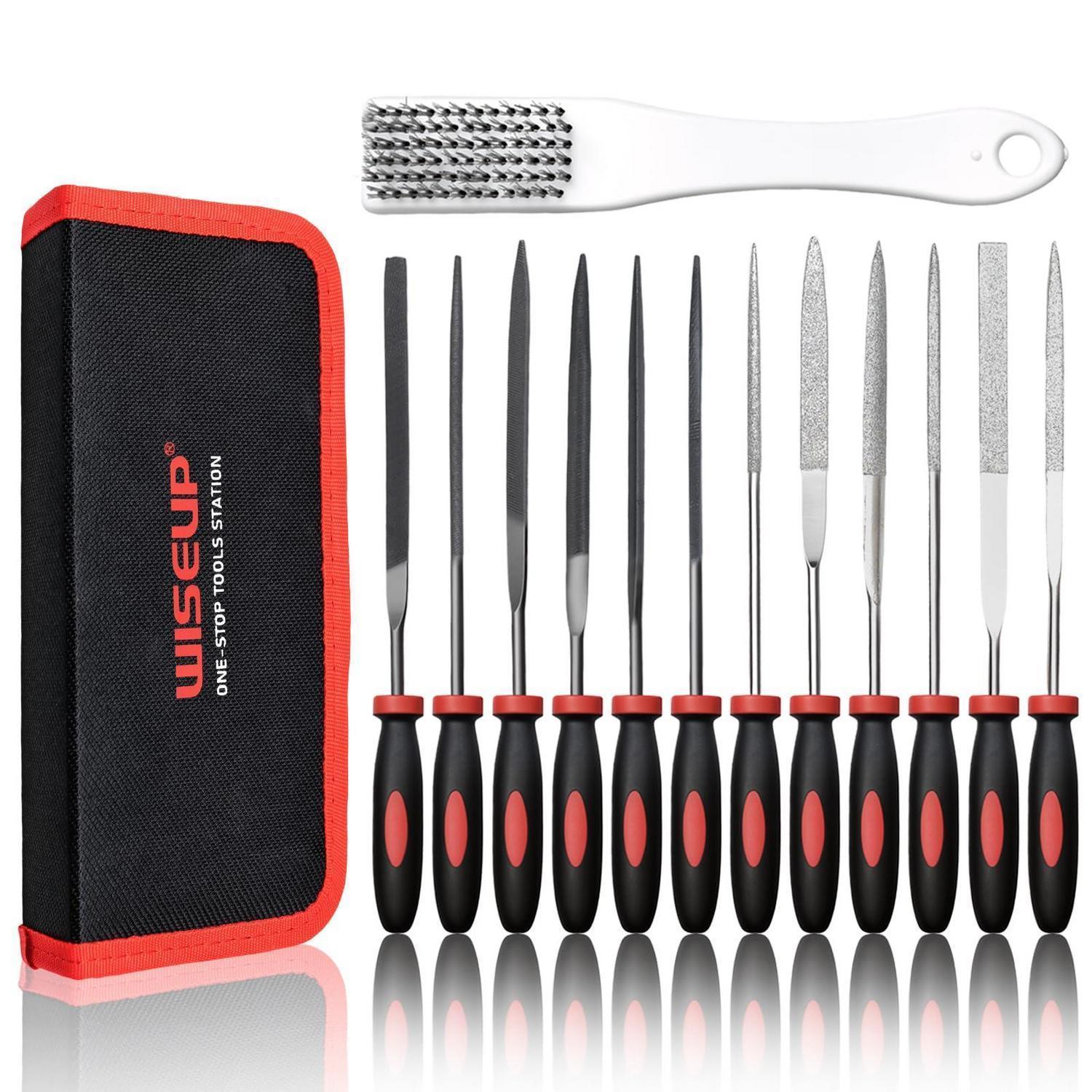 13-teiliges Nadelfeilen-set Mit Diamant- & Stahlfeilen, Inkl. Tasche & Bürste