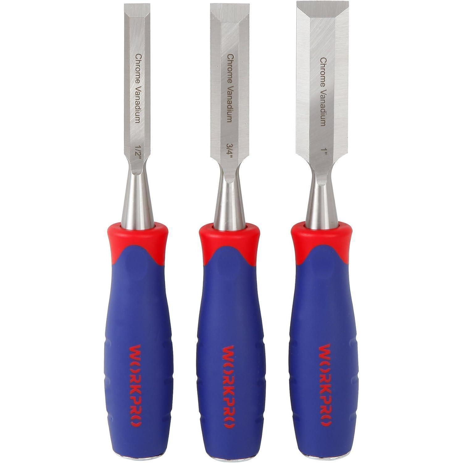 Holzmeißel Set 12mm, 19mm, 25mm Cr-v Stahl Mit Ergonomischem Griff