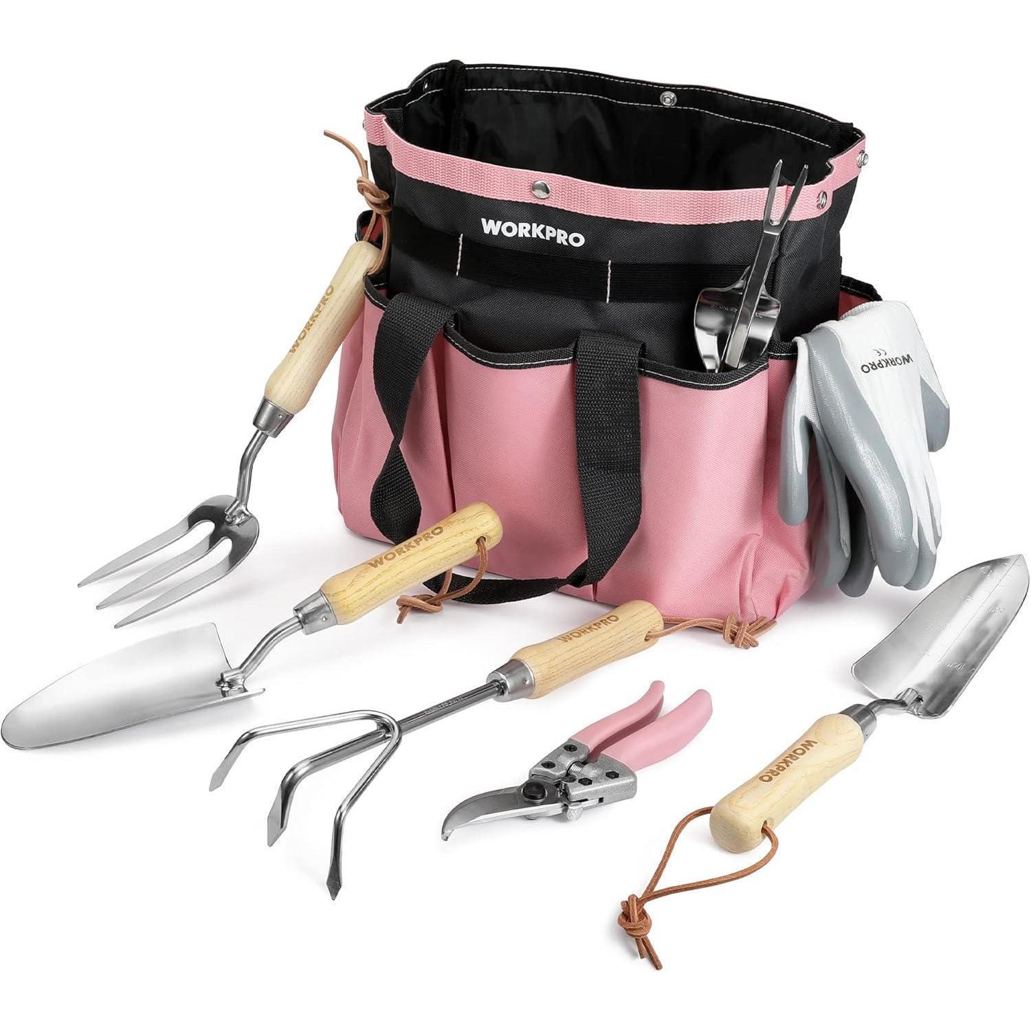 Gartenwerkzeug Set 8-teilig Mit Tasche, Edelstahl, Holzgriff, Blumenschere