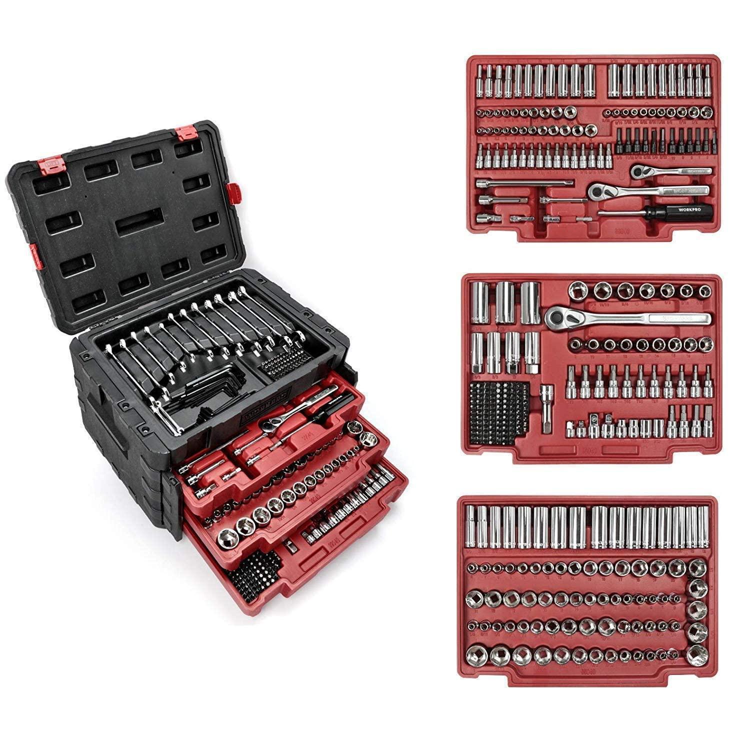 Werkzeugkoffer 450tlg. Steckschlüsselsatz Mit Ratschen Und Bits, 1/2", 1/4", 3/8