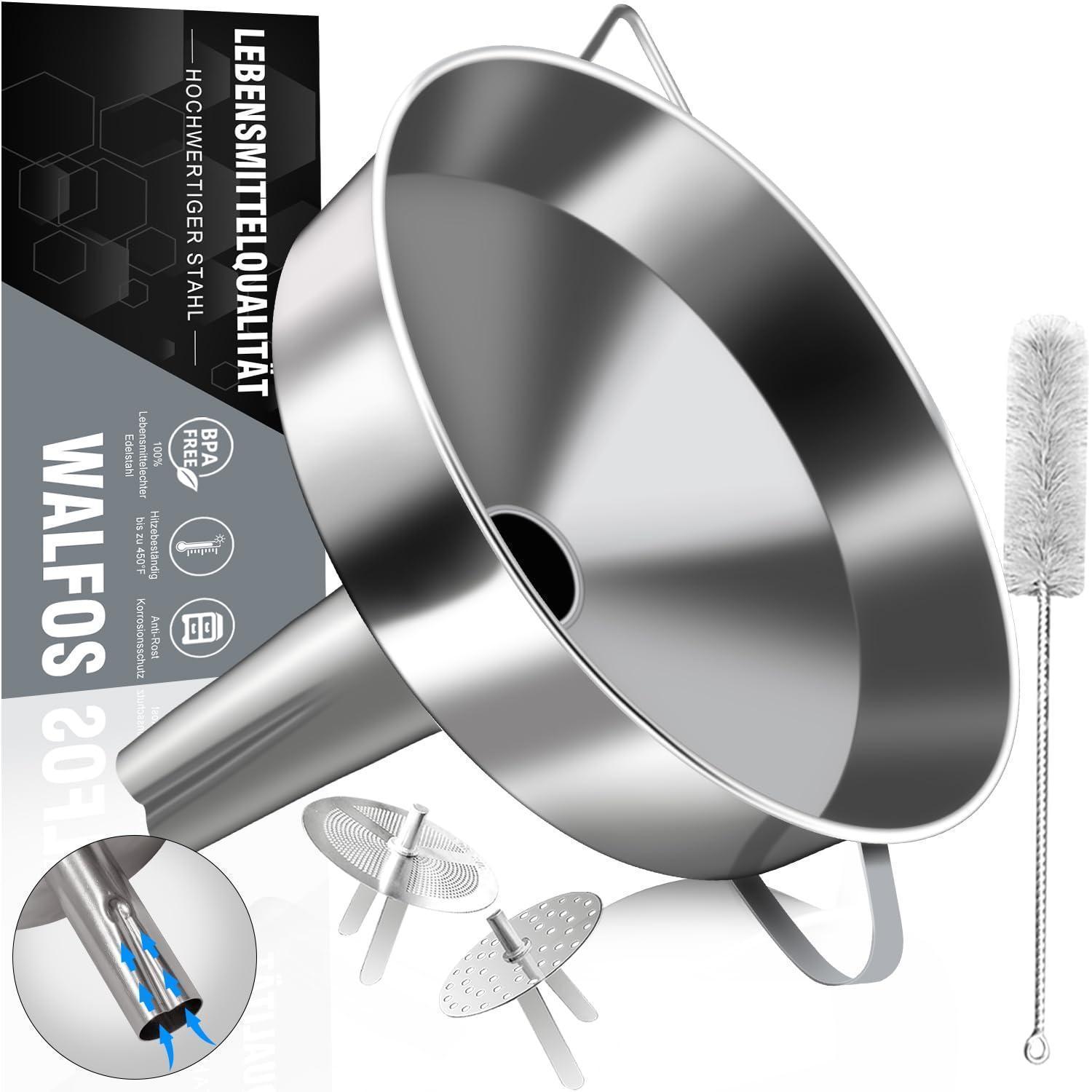 Edelstahl Trichter 20cm Mit 2 Sieben Und Reinigungsbürste