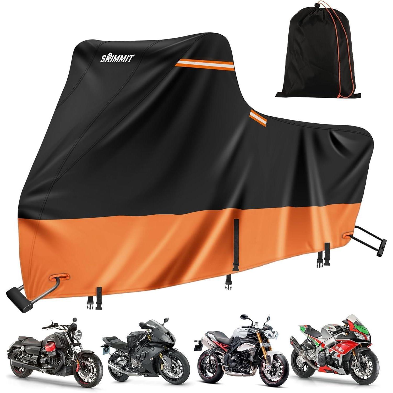 Motorrad Abdeckung 420d Heavy Duty Wasserdicht, 2xl Schwarz-orange