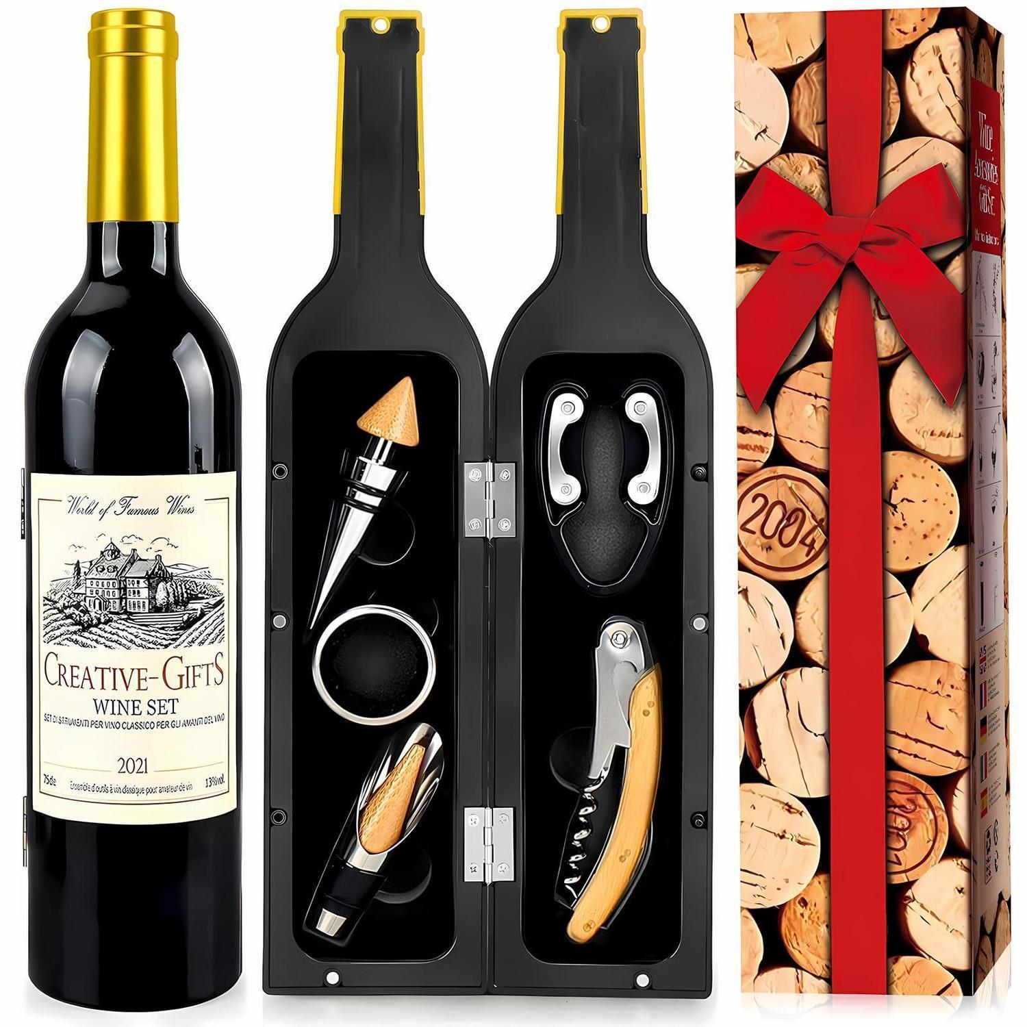 Weinflaschen-korkenzieher-set 5-teilig Mit Zubehör, Geschenkset