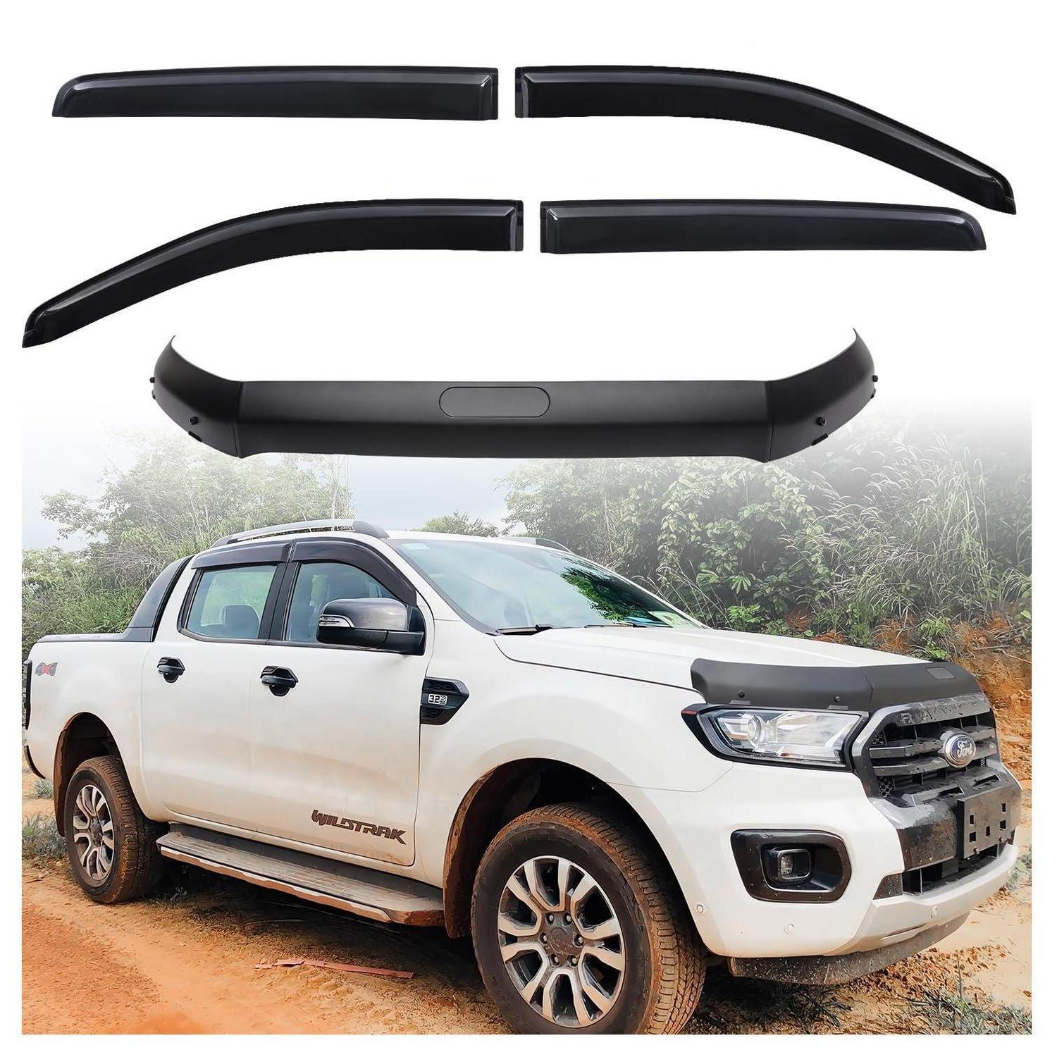 Windabweiser & Motorhauben-deflektor Set Für Ford Ranger T7 T8 (2016-2022)