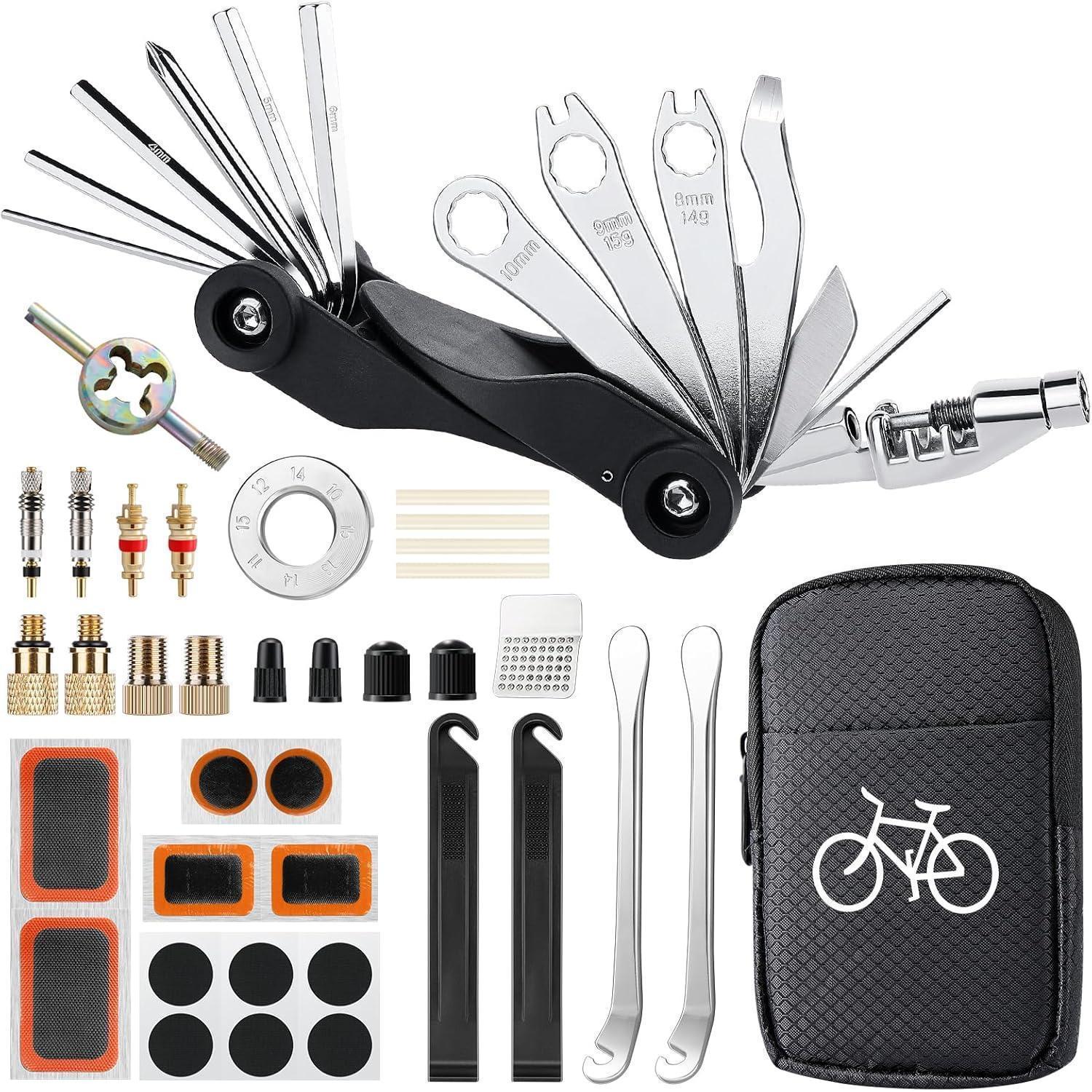 Fahrrad Werkzeugset 17-in-1 Mit Flickzeug Und Satteltasche Für Unterwegs