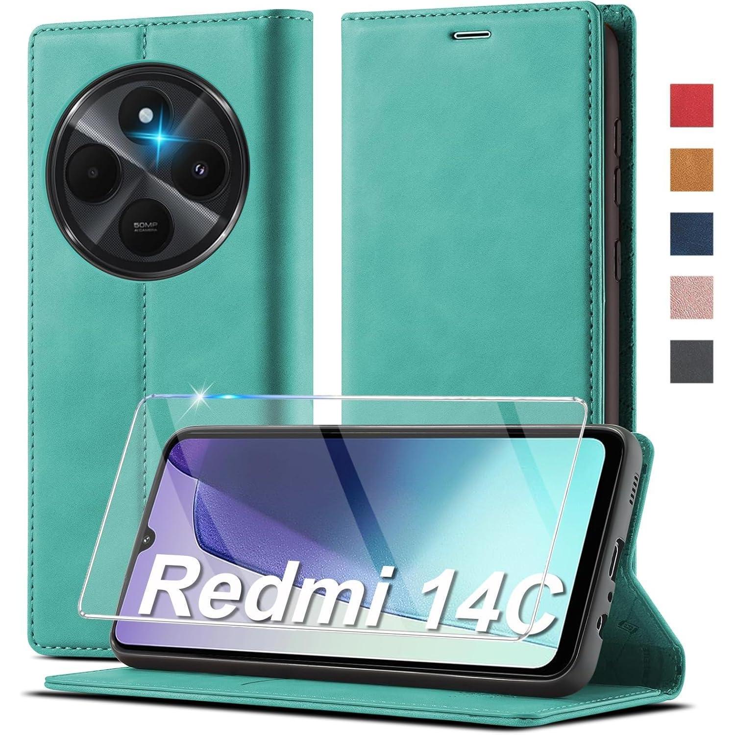 Klapphülle Für Xiaomi Redmi 14c Mit Kartenfach, Ständer & Schutzfolie
