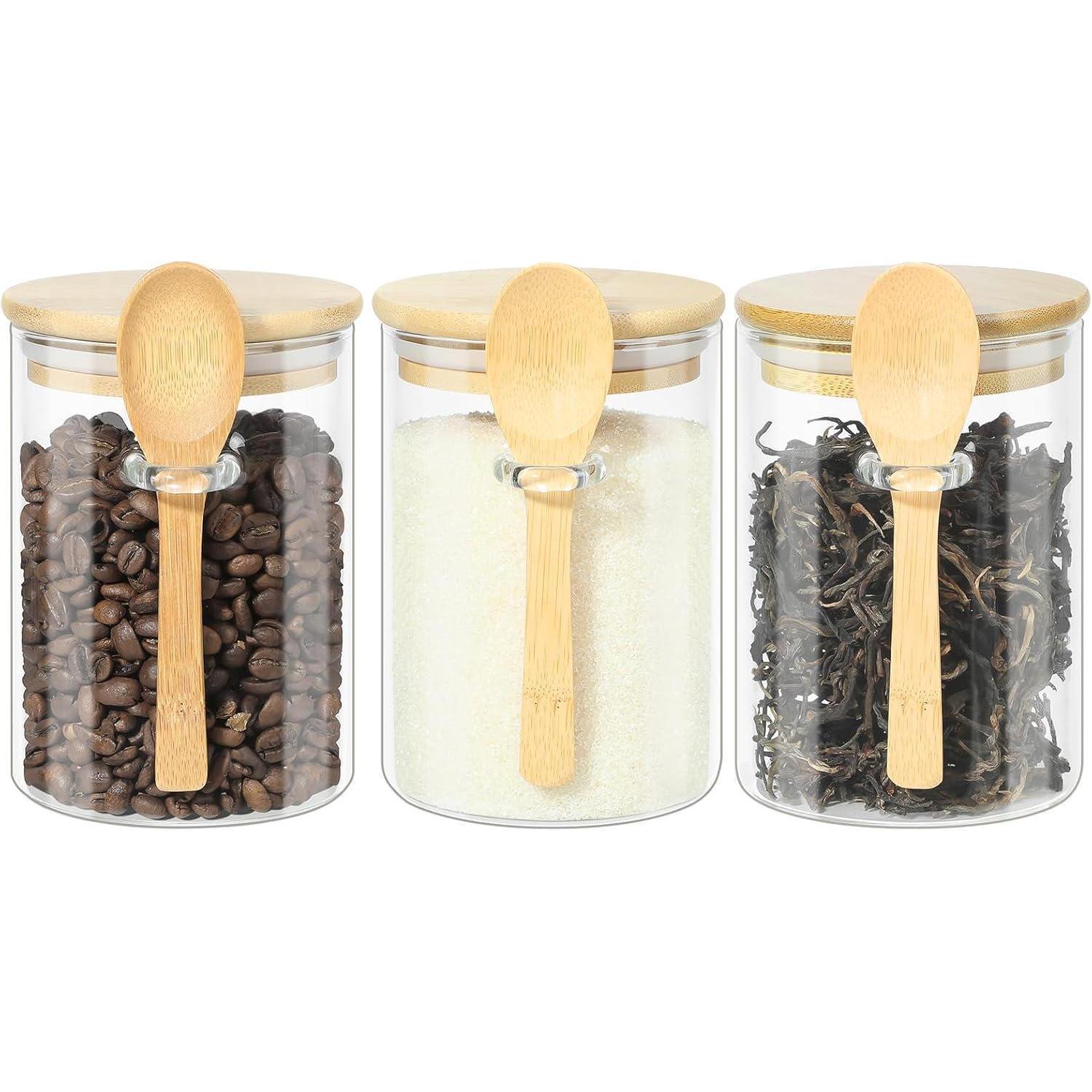 Glasbehälter Mit Deckel Und Löffel, 3er Set 600ml, Luftdicht, Für Küche & Bad