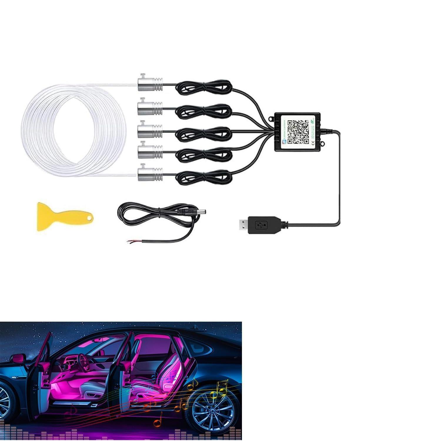 Auto Ambientebeleuchtung 5-in-1 Mit App-steuerung Und Musiksynchronisation