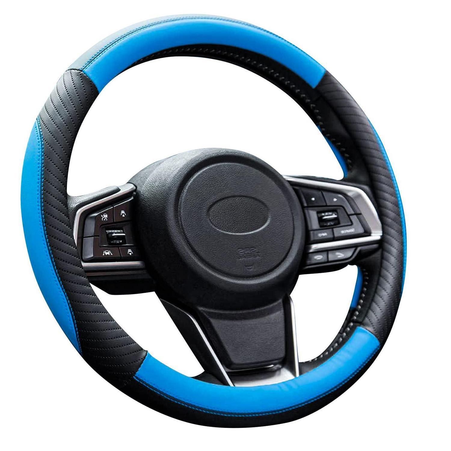 Lenkradbezug Auto Leder 37-38cm Blau Anti Rutsch Sportlich