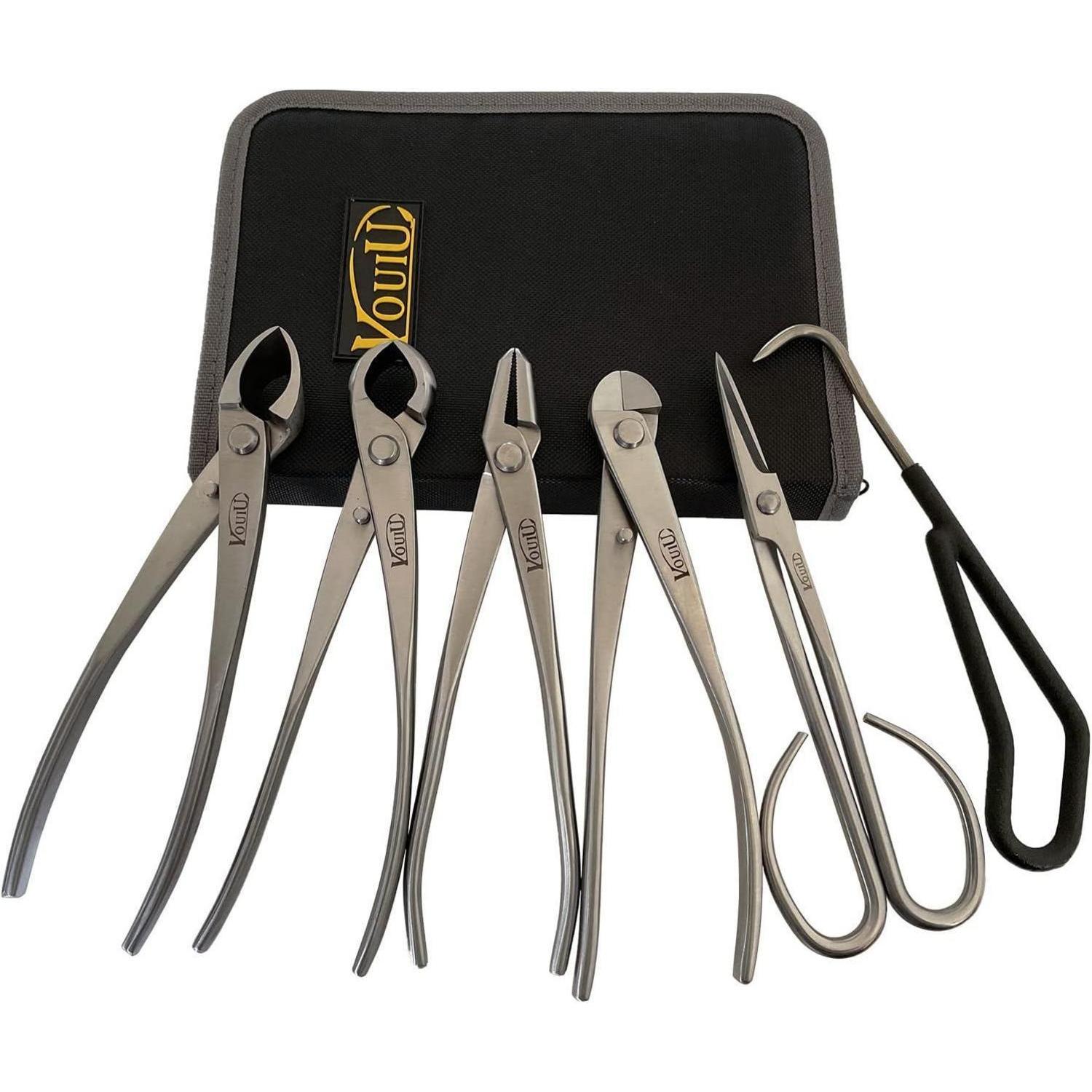 Bonsai Werkzeug Set 6-teilig Mit Ledertasche, 210mm