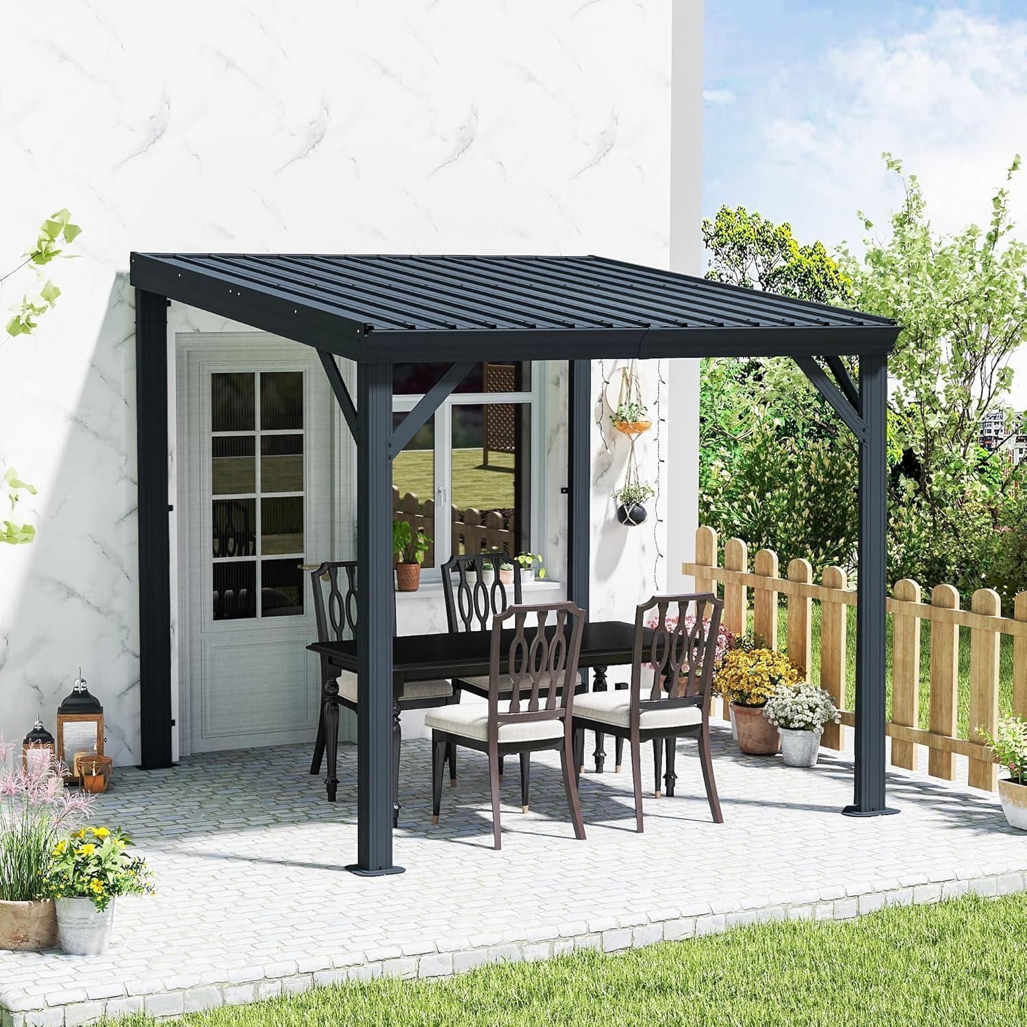 Wandpavillon 2,4x2,4m Mit Stahl-hardtop Und Entwässerungssystem