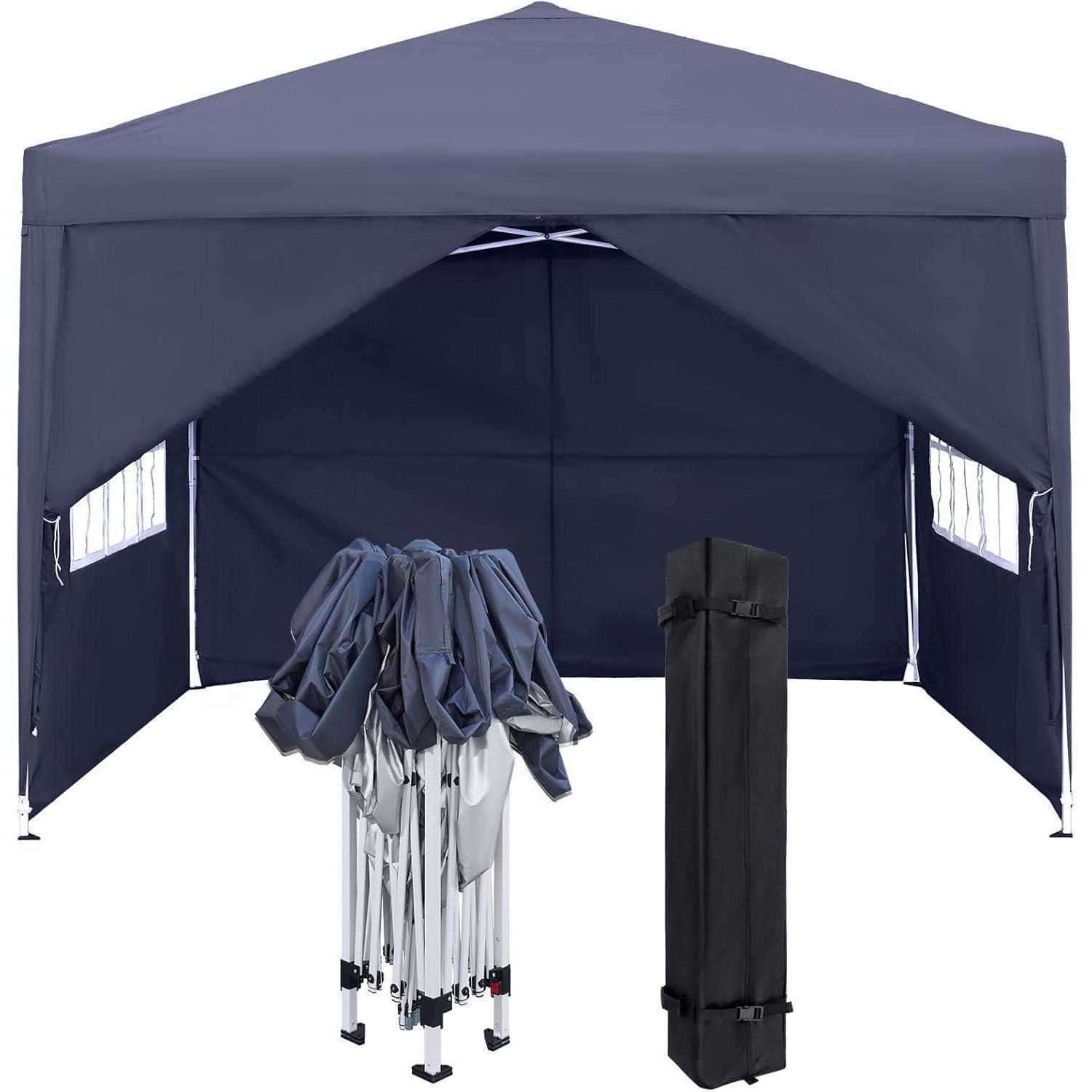 Faltpavillon 2,5x2,5m Mit Seitenteilen Und Fenstern, Anthrazit