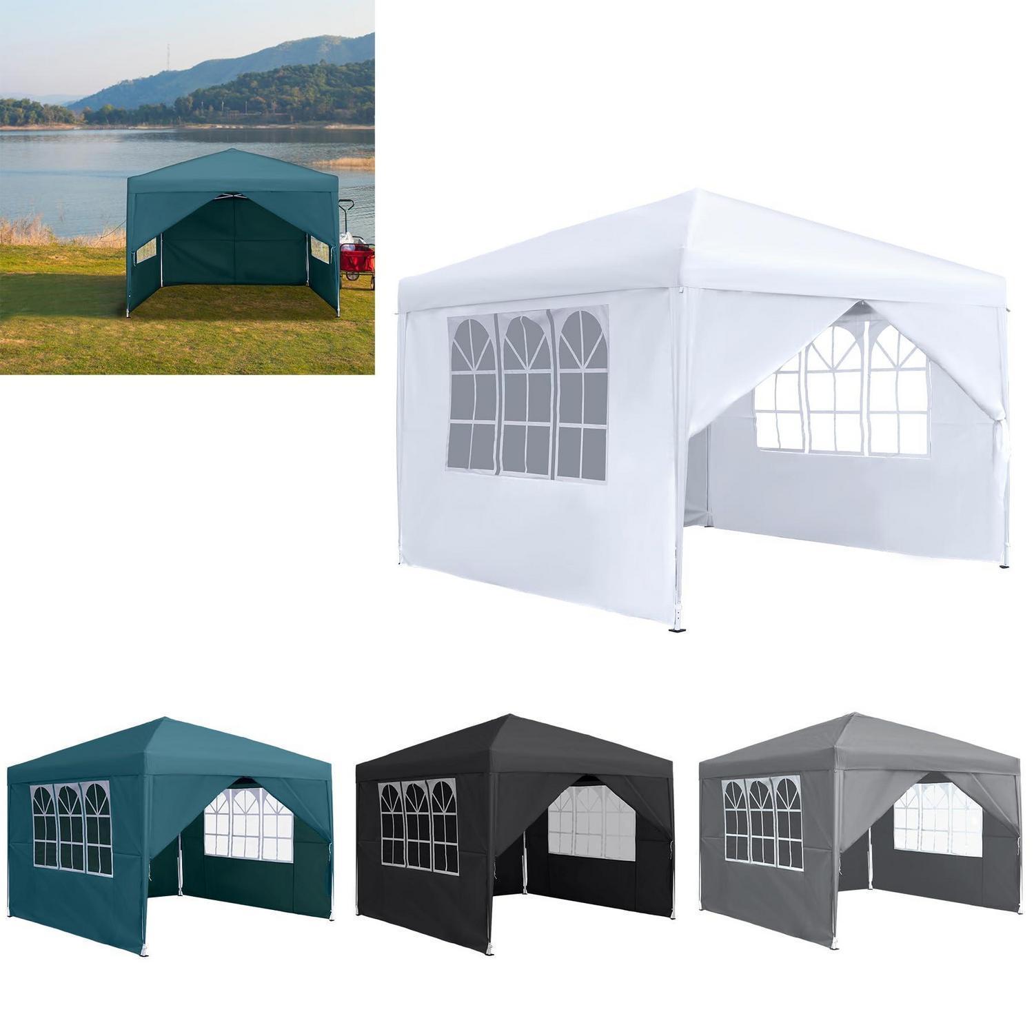 Faltpavillon 3x3m Wasserdicht Uv-schutz Mit 4 Seitenteilen Anthrazit