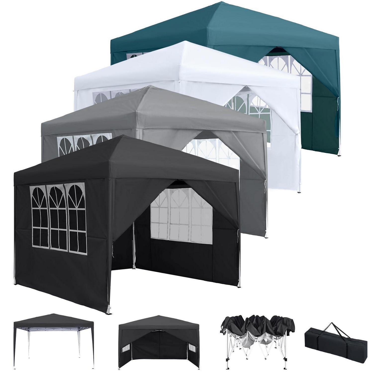 Faltpavillon 3x3m Mit 4 Seitenteilen, Uv-schutz, Anthrazit