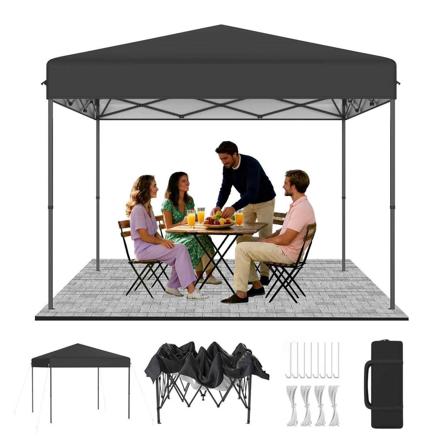 Faltpavillon 3x3m Mit One-touch Lift, Höhenverstellbar, Anthrazit