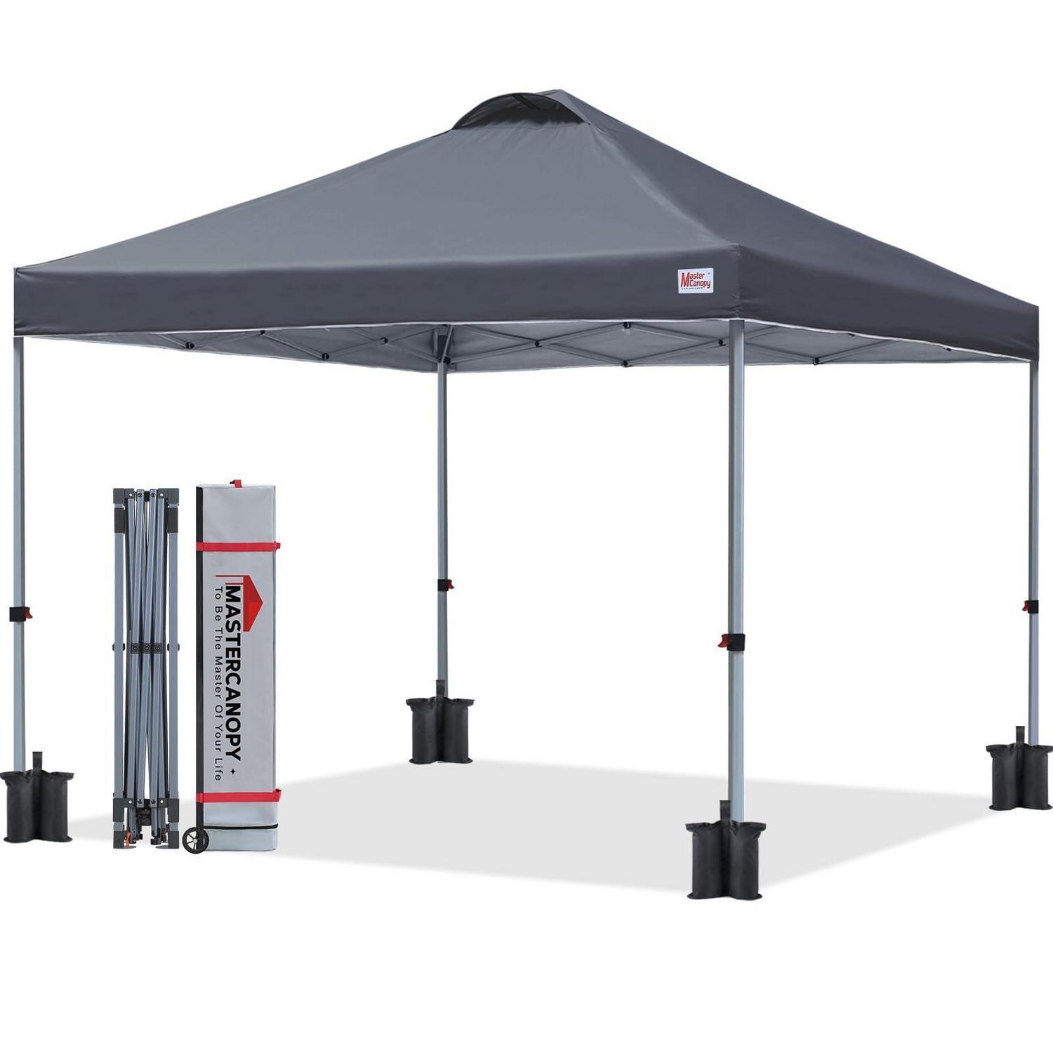 Pop-up Pavillon 2,5x2,5m Anthrazit, 3-fach Höhenverstellbar, Upf50+, Wasserabweisend, Inkl. Rolltasche