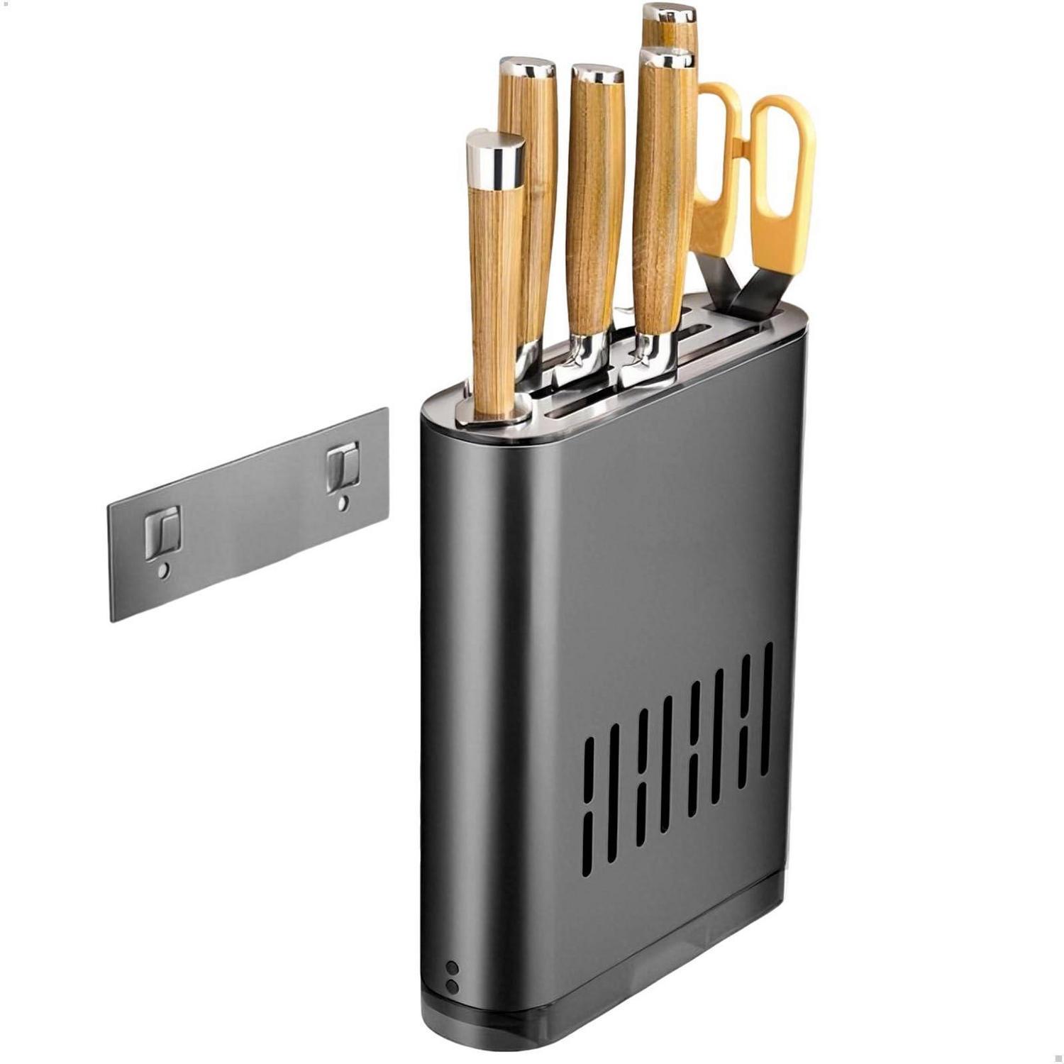 Messerblock Leer, Wandmontage Oder Arbeitsplatte, Aluminium, Anthrazitgrau