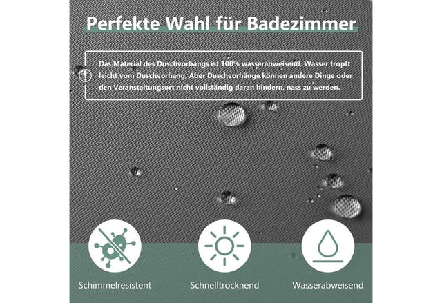 Duschvorhang 240x200 Cm Dunkelgrau, Anti-schimmel, Wasserabweisend, Waschbar