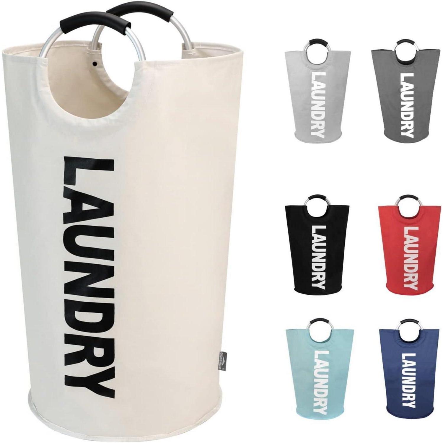 Faltbarer Wäschekorb 90l Mit Aluminiumgriff, Beige