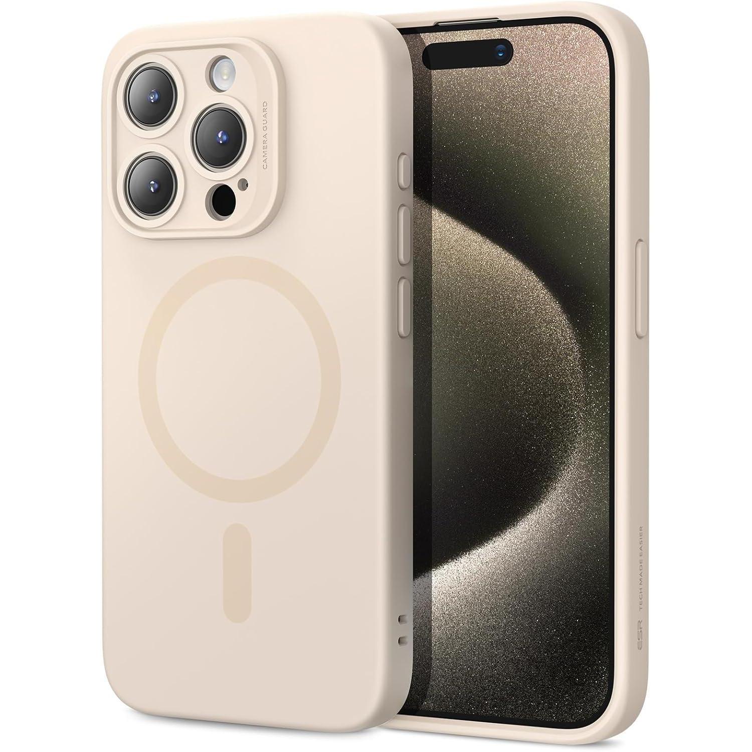 Iphone 15 Pro Max Hülle Magsafe, Flüssigsilikon, Stoßfest, Beige