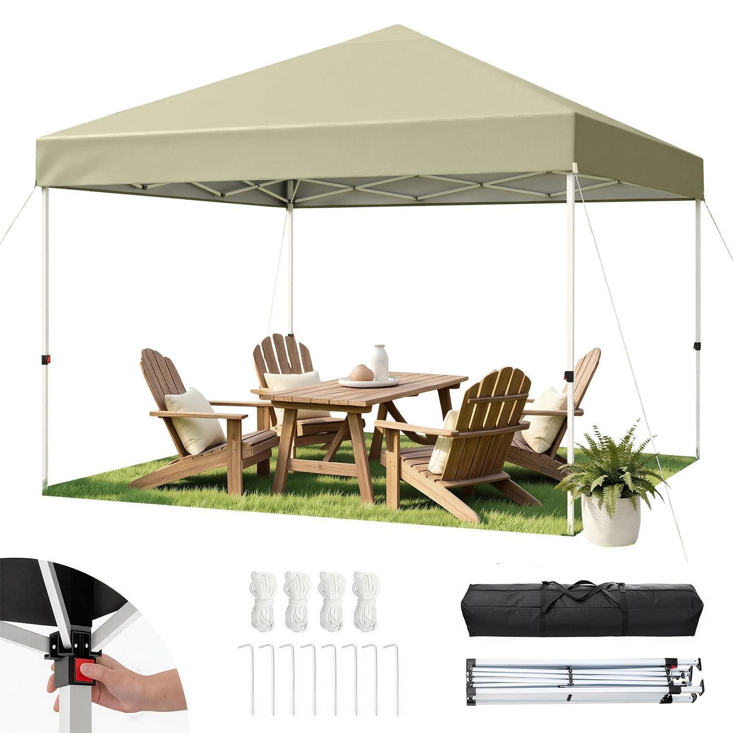 Faltpavillon 3x3m Wasserdicht Uv-schutz 50+ Höhenverstellbar Beige