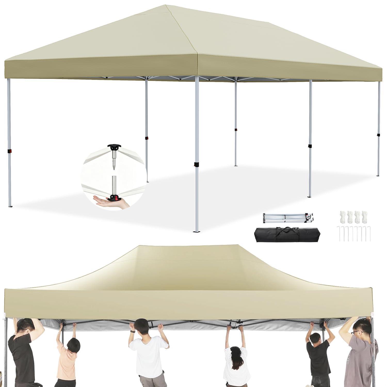 Faltpavillon 3x6m Wasserdicht, Stabil, Uv-schutz 50+, Höhenverstellbar, Beige
